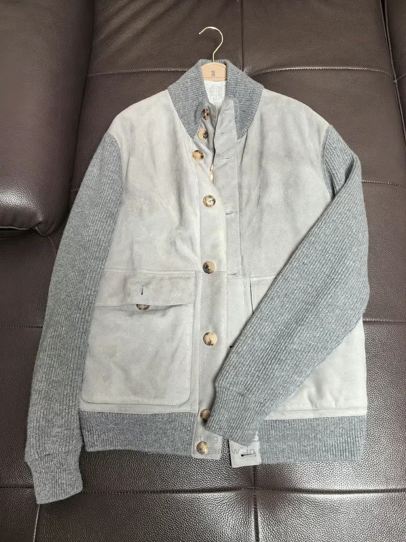 Brunello Cucinelli Brunello Cucinelli Goat Leather and Cashmere Patchwork Jac Size US M / EU 48-50 / 2 - 1 Thumbnail