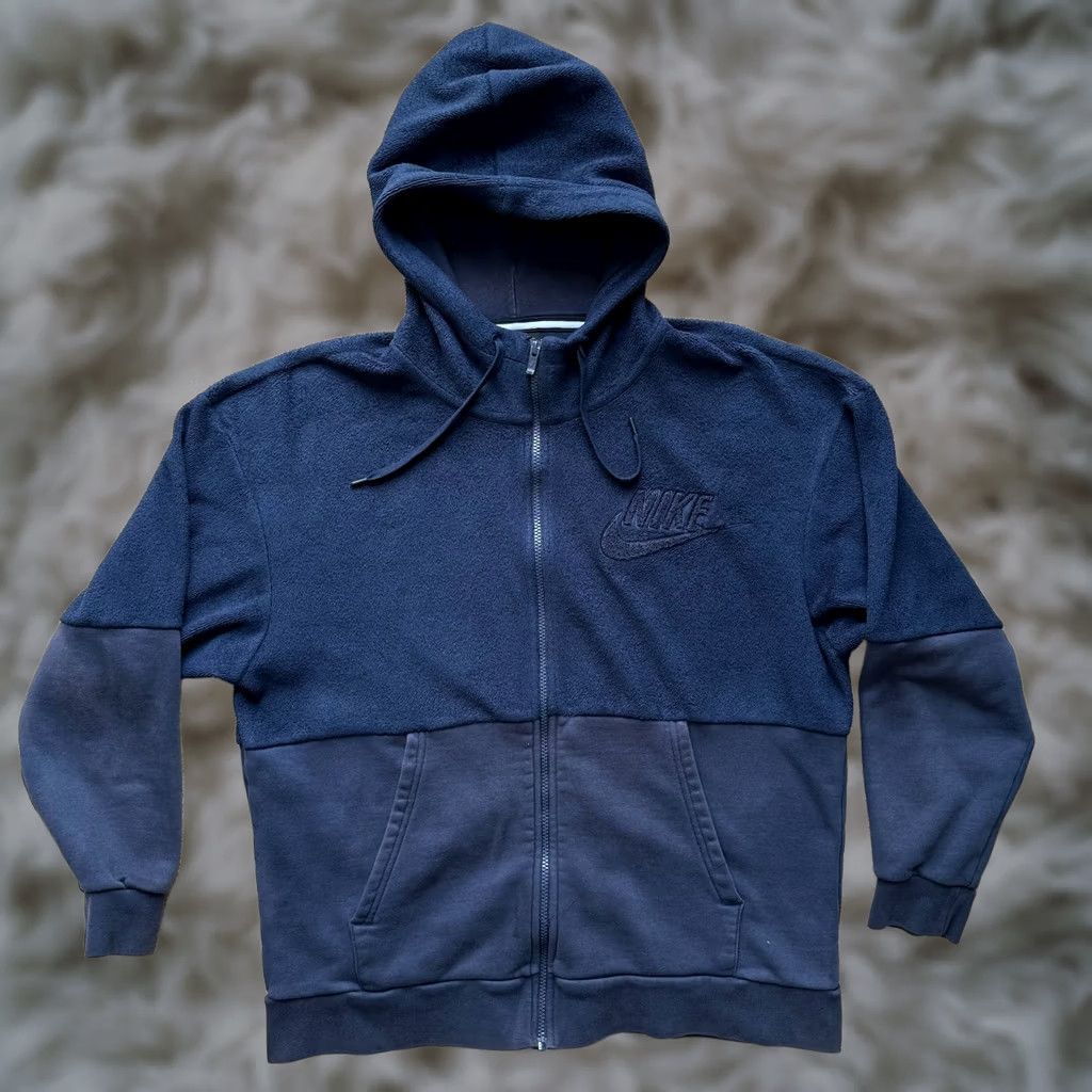 Nike Nike Hoodie Mens Large Full Zip Fleece Sweatshirt Blue Pockets Stain Size US L / EU 52-54 / 3 - 1 Thumbnail
