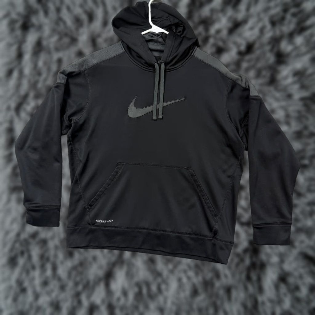 Nike Nike Therma-FIT Hoodie Mens Large Black Gray Pullover Fleece Swoosh Logo Gym Size US L / EU 52-54 / 3 - 1 Thumbnail