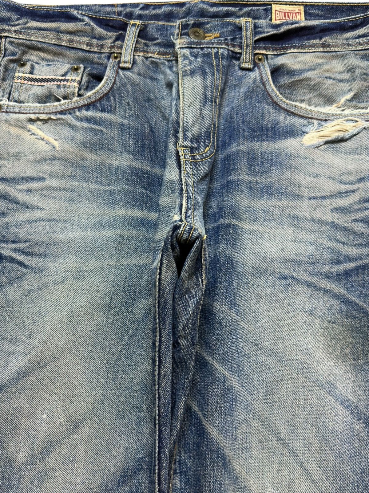 Le Grande Bleu (L.G.B.) Vintage Billvan Mudwash Whiskers Grunge Distressed Denim Size US 31 - 2 Thumbnail