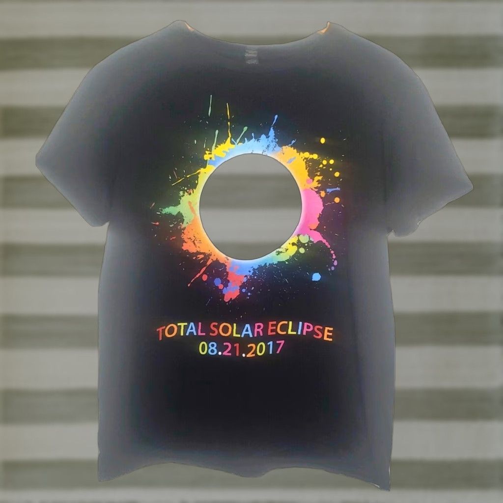 Rainbow Total Solar Eclipse Shirt L Black Rainbow Sun Moon 2017 Event Science STEM Mens T-Shirt Crew Neck Short Sleeve Graphic Print Size US L / EU 52-54 / 3 - 1 Thumbnail