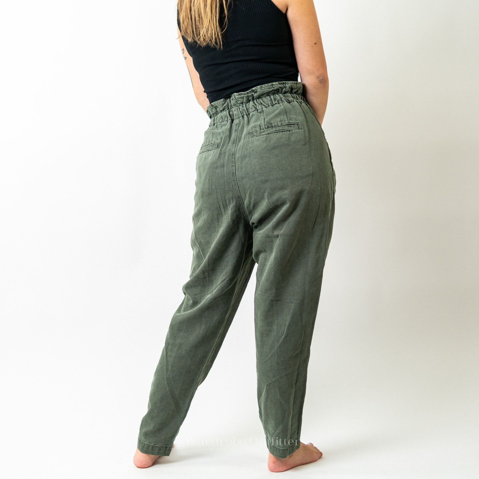 Free People Free People Sugar Kelp Green High Rise Paper Bag Pants Size 28" / US 6 / IT 42 - 3 Thumbnail
