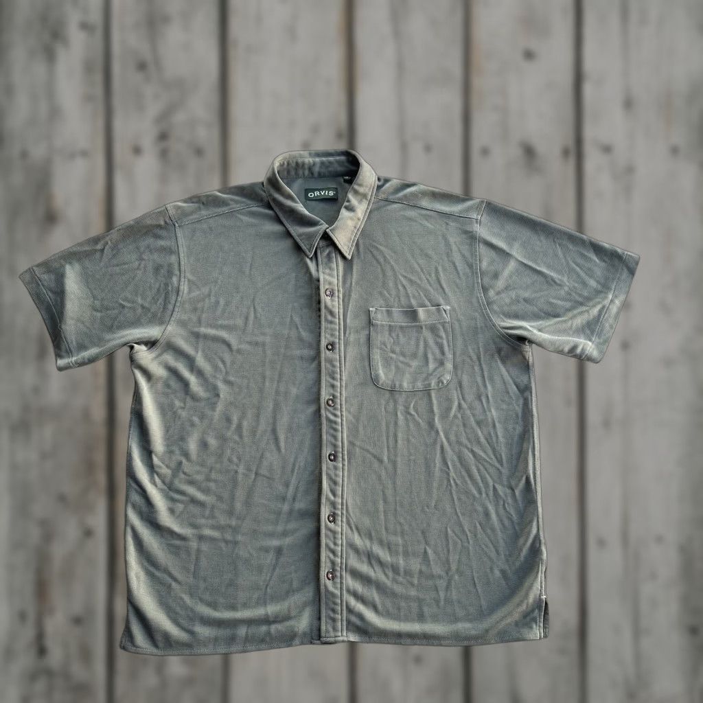 Orvis Orvis Shirt Men XL Button-Up Short Sleeve Green Havana Tencil Blend Stretch Hike Size US XL / EU 56 / 4 - 1 Thumbnail