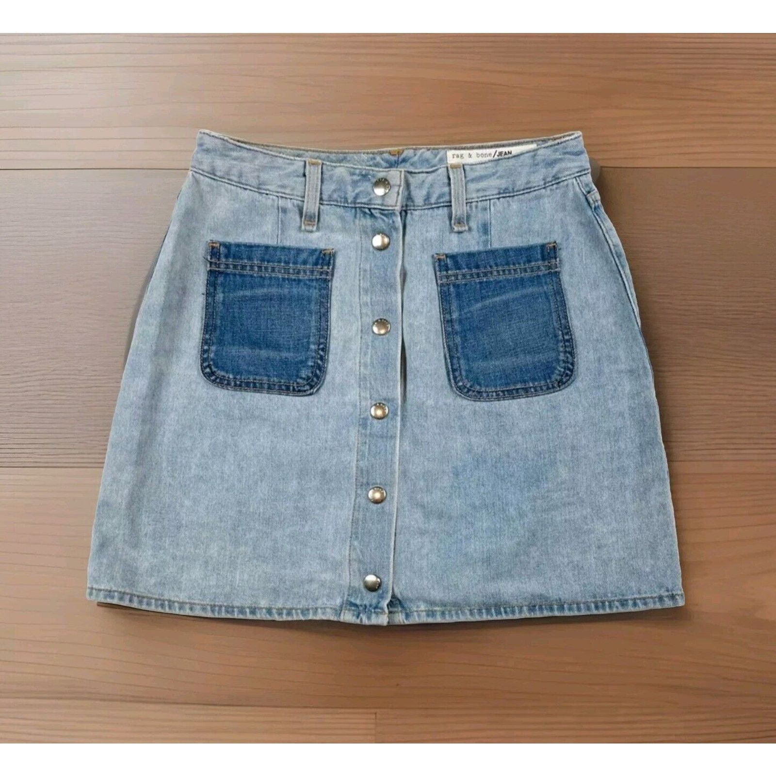 Rag & Bone RAG & BONE Skirt Size 24 Light Wash A-Line Frayed Raw Hem Size 24" / US 00 / IT 34 - 3 Thumbnail