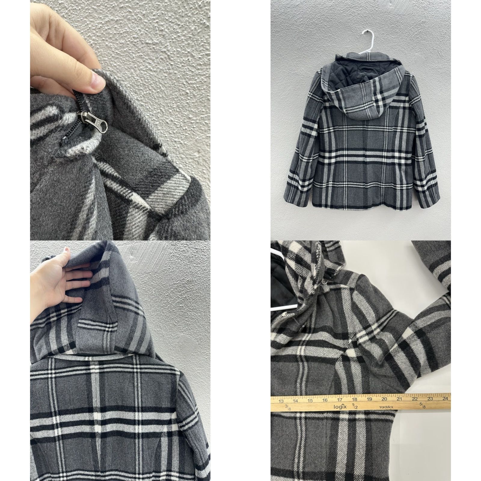 Vintage Natural Reflections Women’s Peacoat Size Medium Grey Plaid Wool Button Up Jacket Size M / US 6-8 / IT 42-44 - 9 Thumbnail