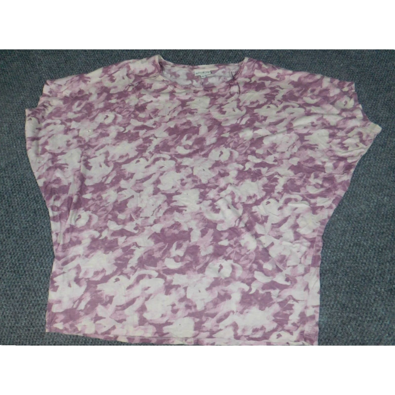 Vintage Wonderly Womens Blouse L Purple Crew Neck Short Sleeve Cotton Rayon Pullover Stretch Casual Regular Classic Basic Size L / US 10 / IT 46 - 2 Thumbnail
