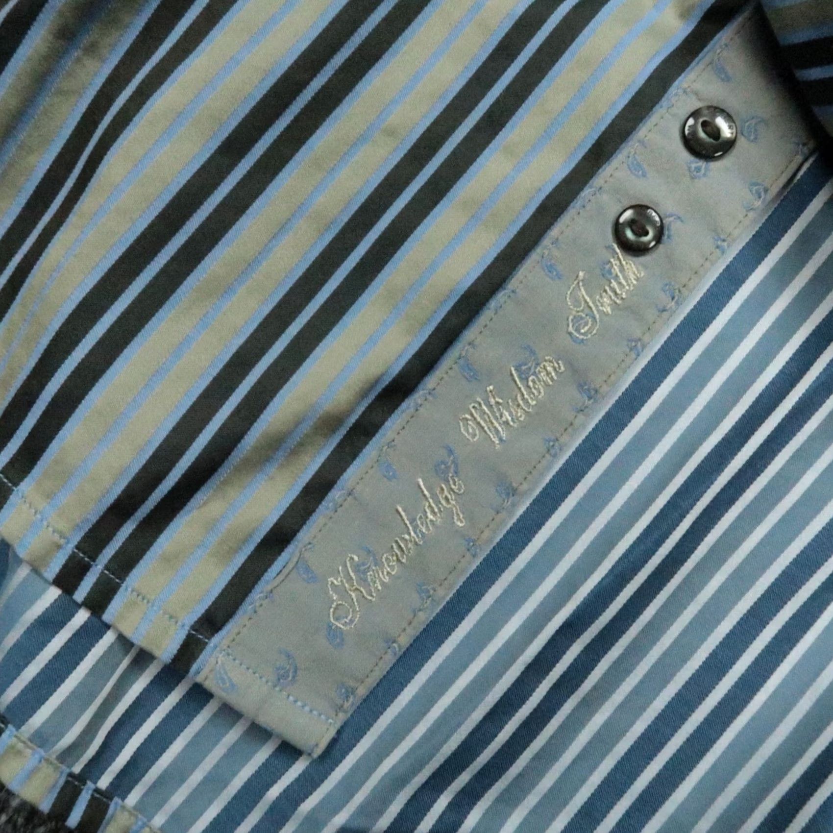 Robert Graham Robert Graham Shirt Mens Medium Blue Gray Striped Paisley Flip Cuff Long Sleeve Size US M / EU 48-50 / 2 - 5 Thumbnail