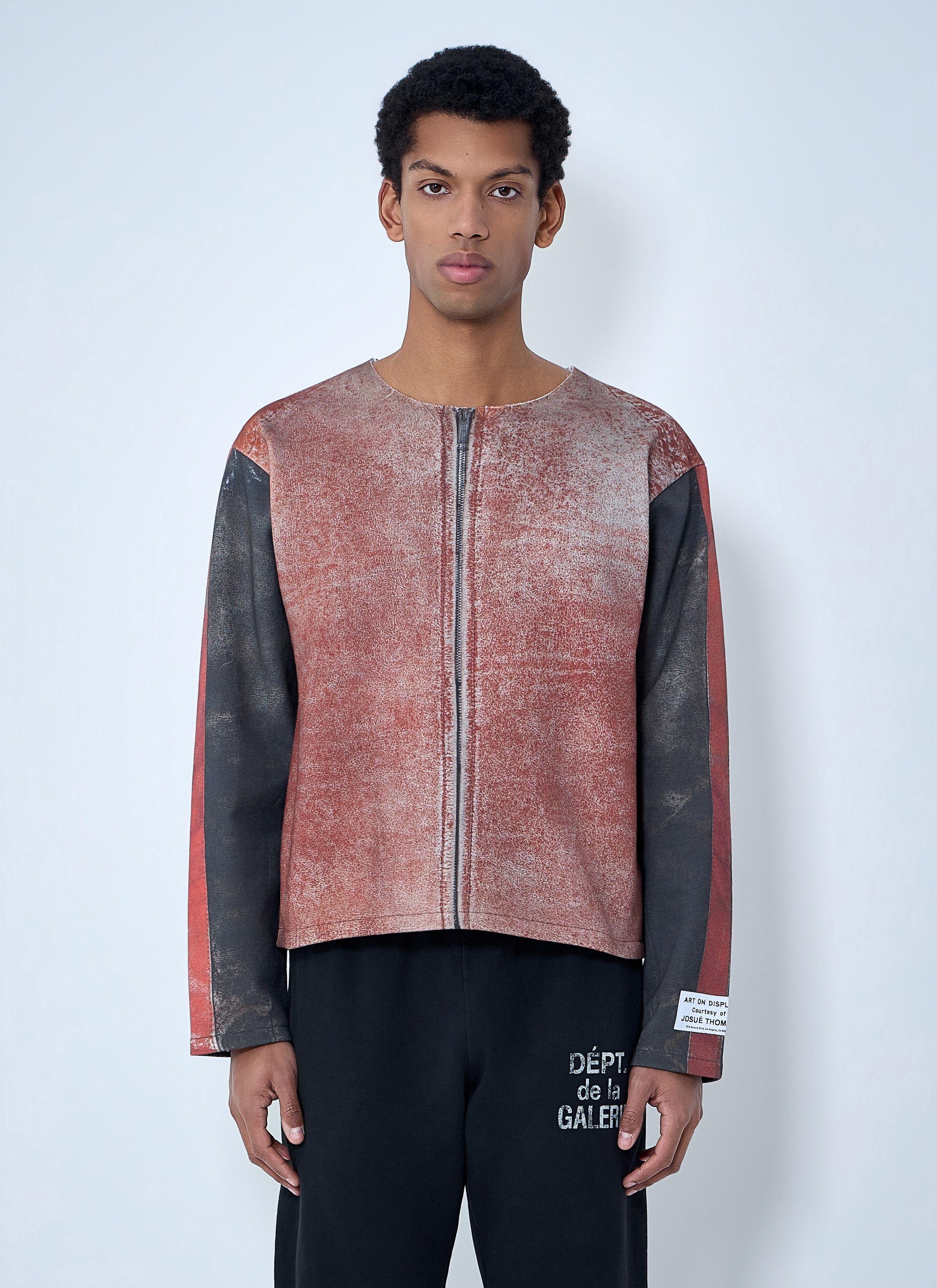 Raw-Edge Zip-Print Top