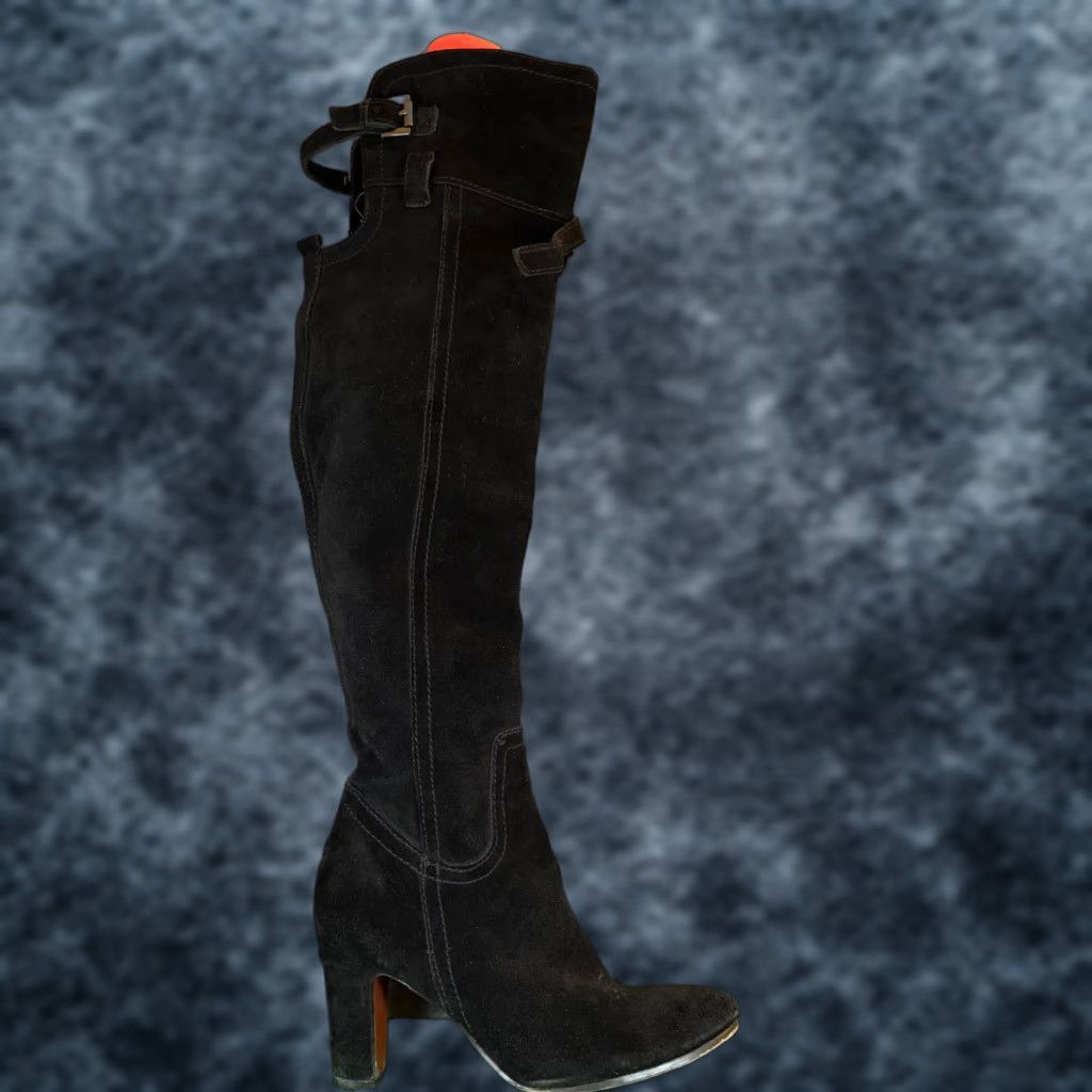 Sam Edelman Sam Edelman Black Suede Knee High Boots Block Heel Side Zip Buckle Womens 9.5 M Size US 10 / IT 40 - 1 Thumbnail