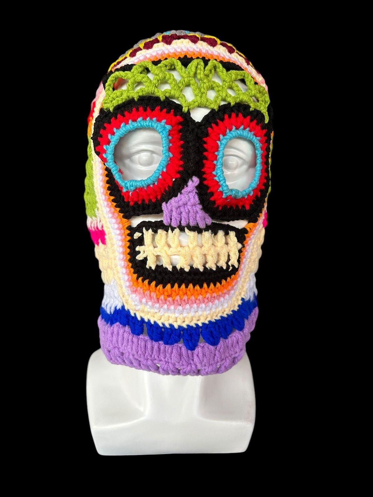 Japanese Brand × Vintage Very Rare Crochet Knitted Handmade Balaclava Masked ☠️☠️ Size ONE SIZE - 3 Thumbnail