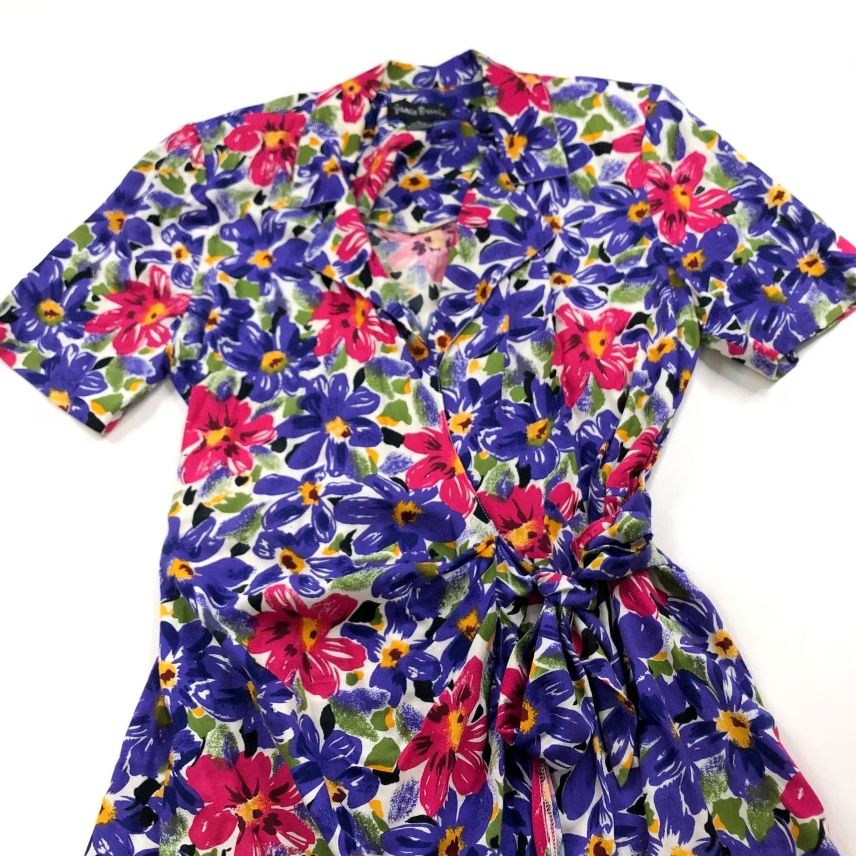 Vintage Jamie Brooke Med Dress Short A-Line V-Neck Rayon Padded Faux Wrap Geometric Vintage VTG No N/A Womens Size M / US 6-8 / IT 42-44 - 2 Thumbnail