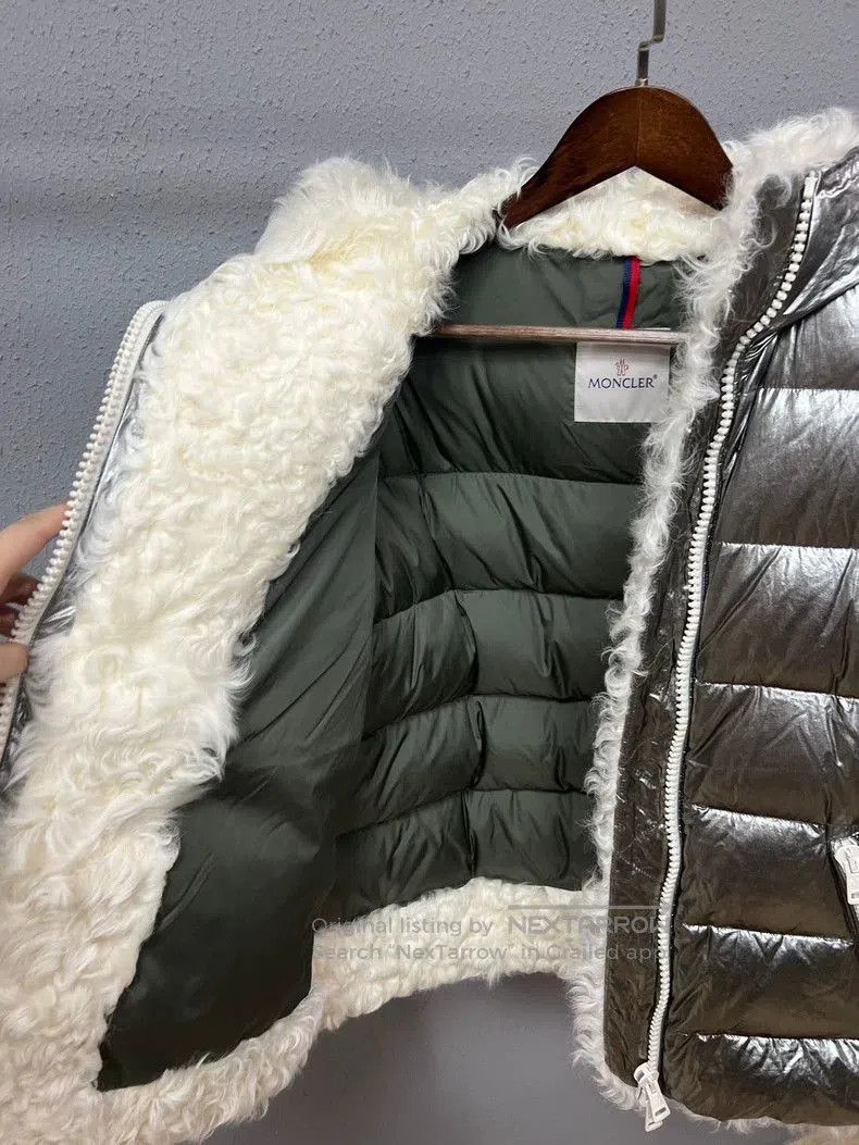 Moncler Moncler Silver Fur Trimmed Down Jacket. Size US M / EU 48-50 / 2 - 5 Thumbnail