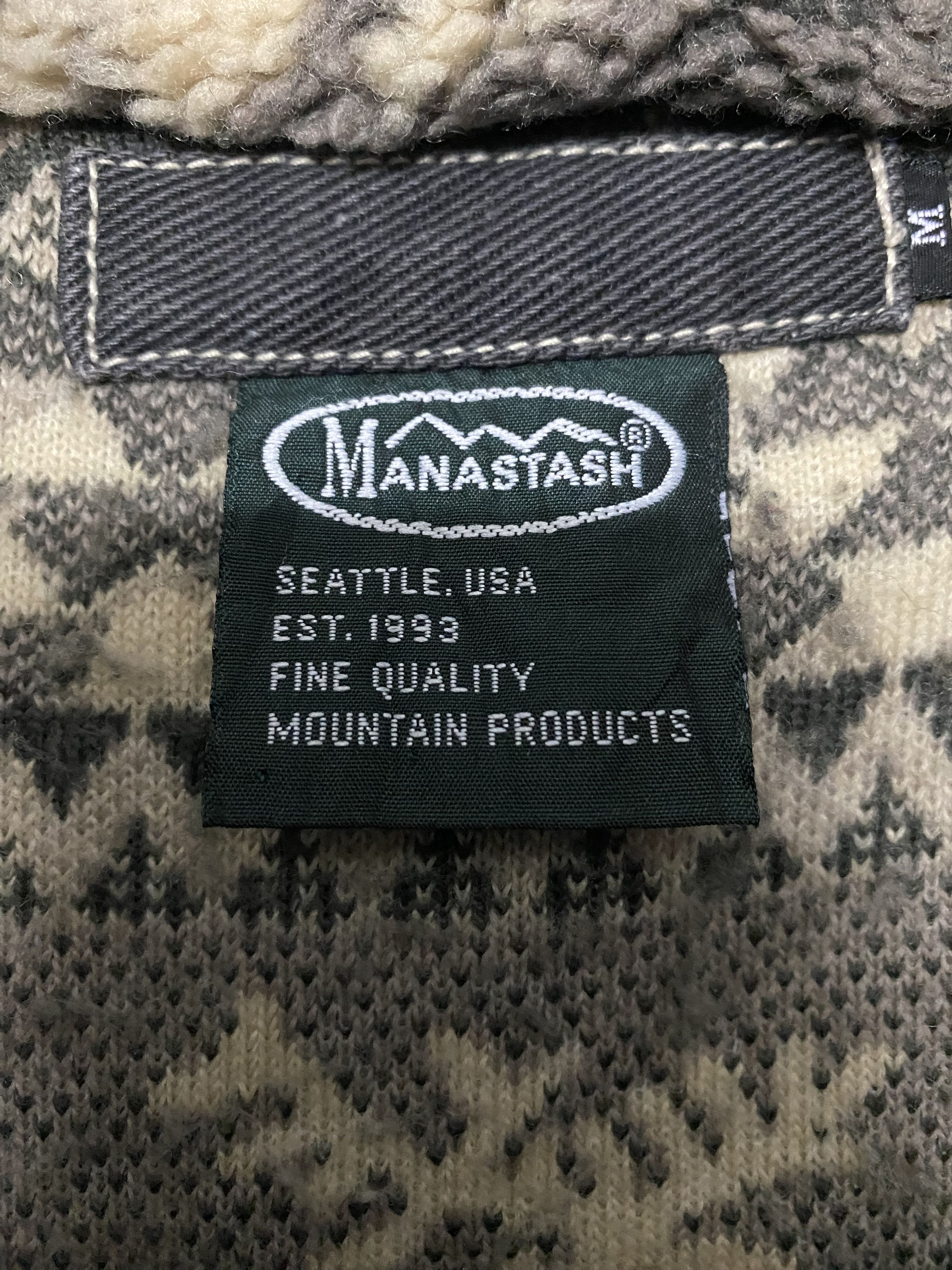 Manastash Vtg Manastash Deep Pile Sherpa Fleece Nordic Reindeer Jacket Size US M / EU 48-50 / 2 - 12 Thumbnail