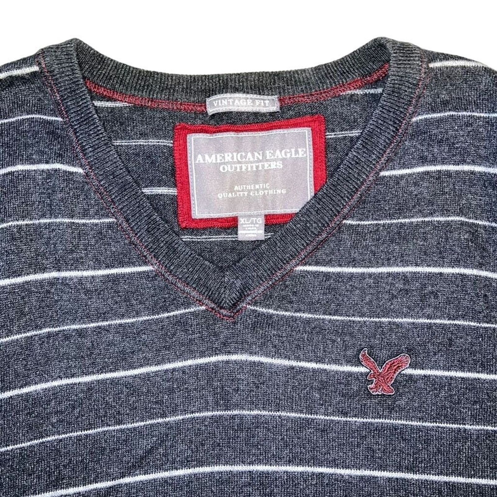American Eagle Outfitters American Eagle Sweater Vest Wool Blend Knit Striped Pullover Size US XL / EU 56 / 4 - 2 Thumbnail