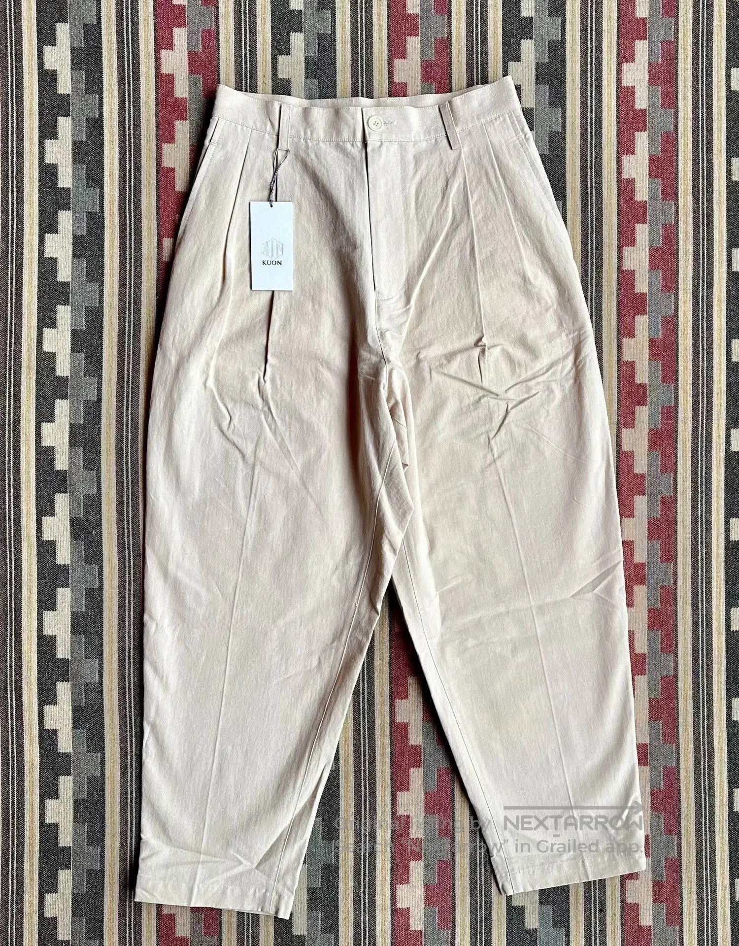 KUON Tapered Trousers in Beige Color.