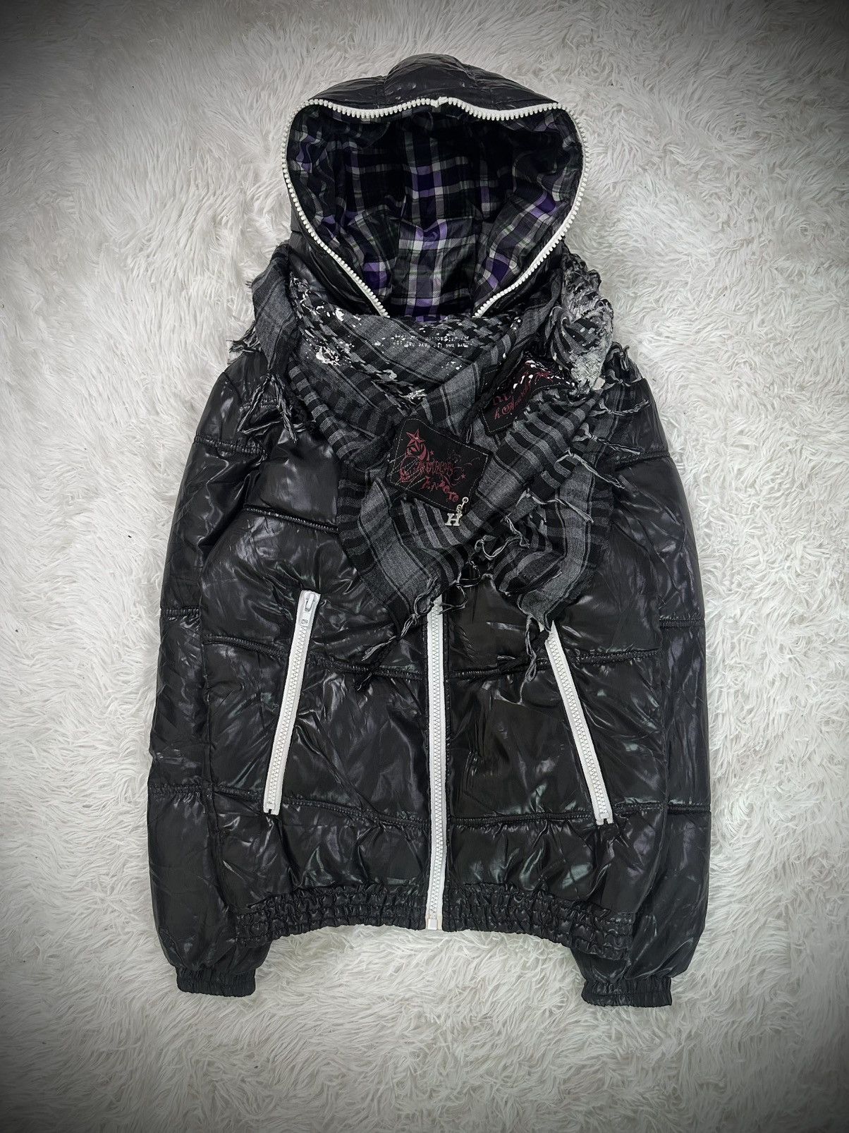 💥rare💥 2000s japanese brand EXHIBITIONIST puffer punk hoodie