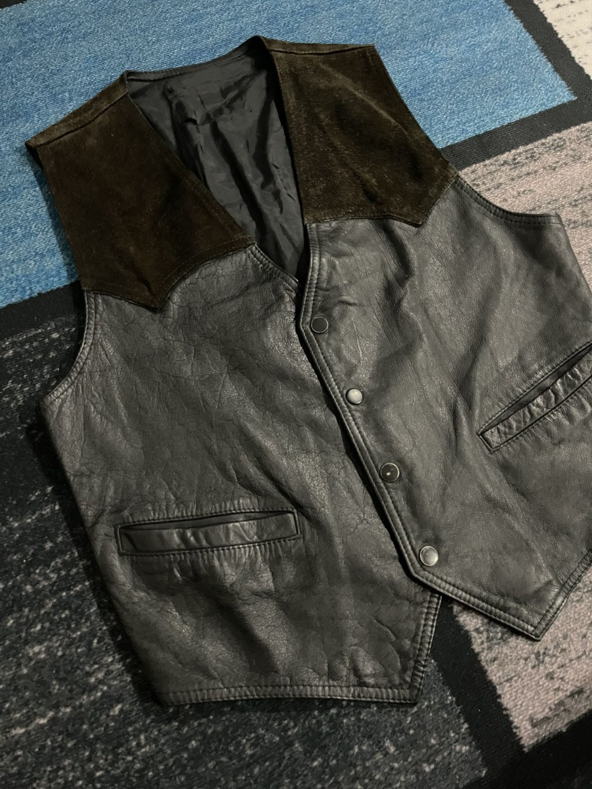 Leather × Vintage Vintage Cow Leather Snap Button Vest Size US M / EU 48-50 / 2 - 4 Thumbnail