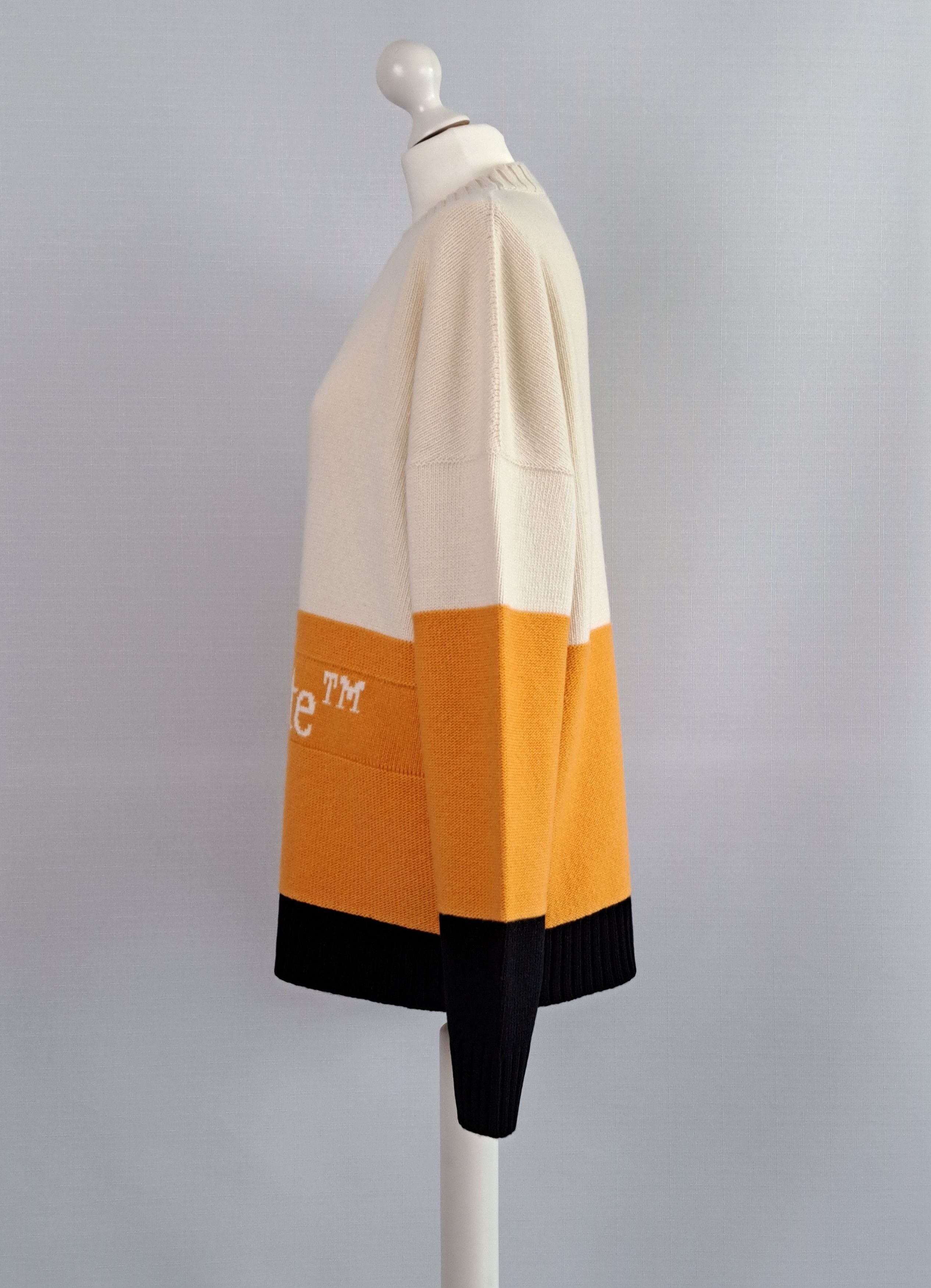 Off-White OFF-WHITE knit color block crewneck wool sweater. Size M. Size US M / EU 48-50 / 2 - 4 Thumbnail