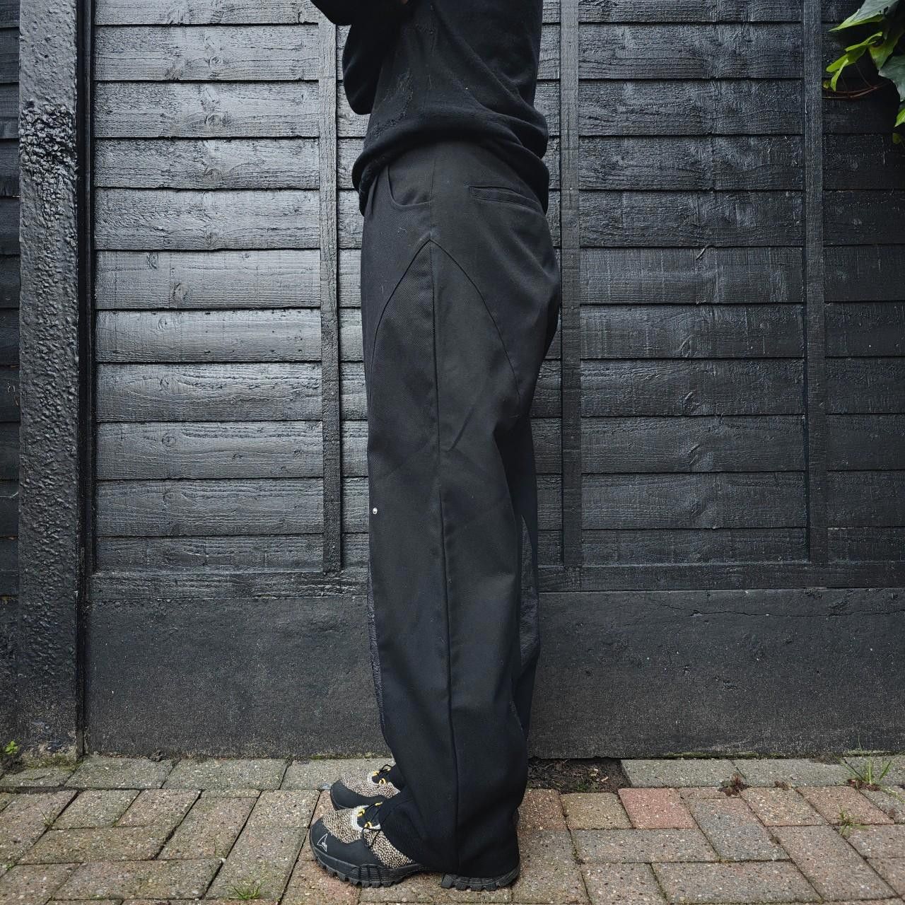 Other Black Wide Leg Slit Panelled Trousers Size US 32 / EU 48 - 4 Thumbnail