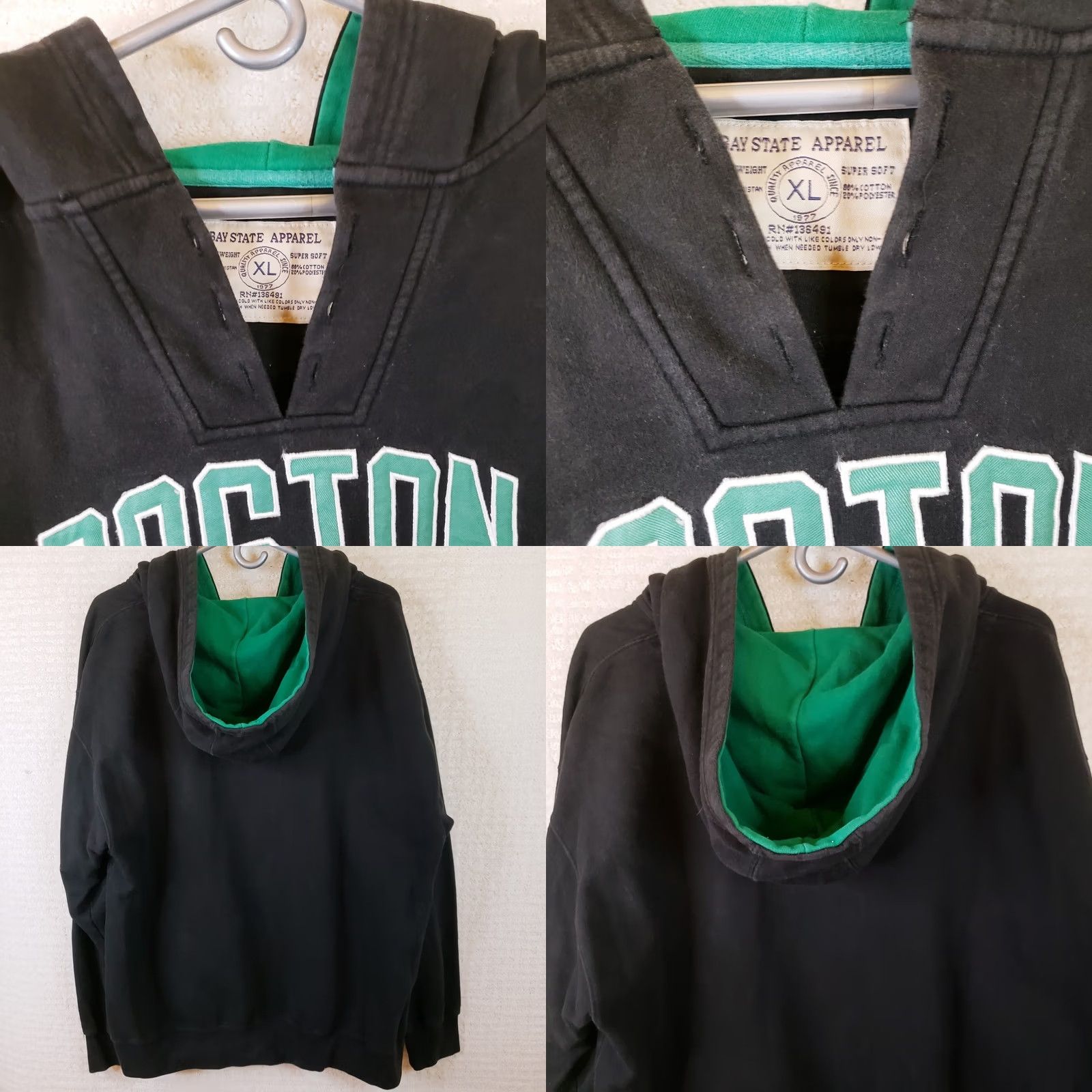 Vintage VINTAGE Bay State Apparel Boston Celtics NBA Black Hoodie Sweatshirt Lace Up Mens XL Size US XL / EU 56 / 4 - 8 Thumbnail