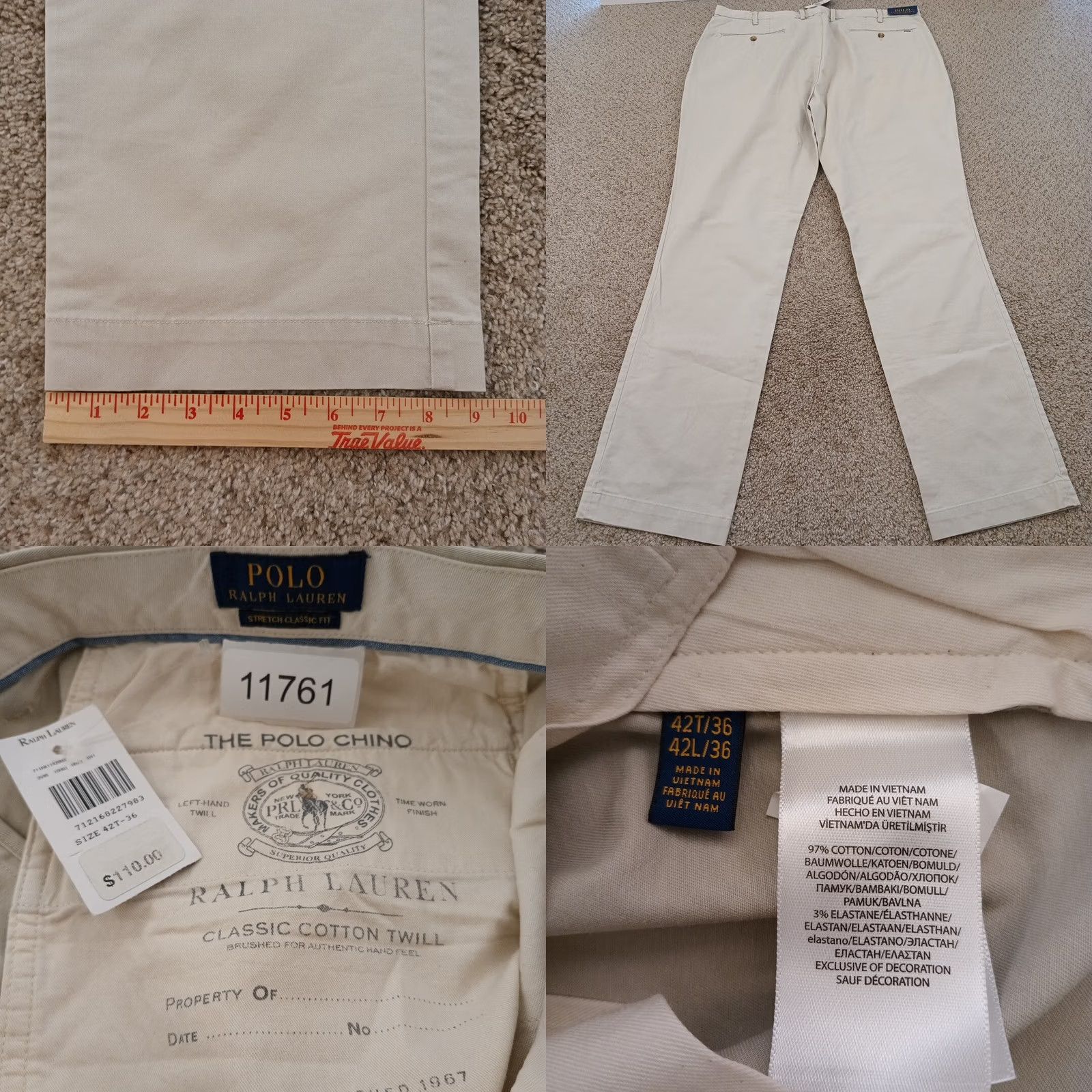 Polo Ralph Lauren Polo Ralph Lauren Chino Pants Mens 42 Tall Beige Classic Fit Stretch New Size US XL / EU 56 / 4 - 8 Thumbnail