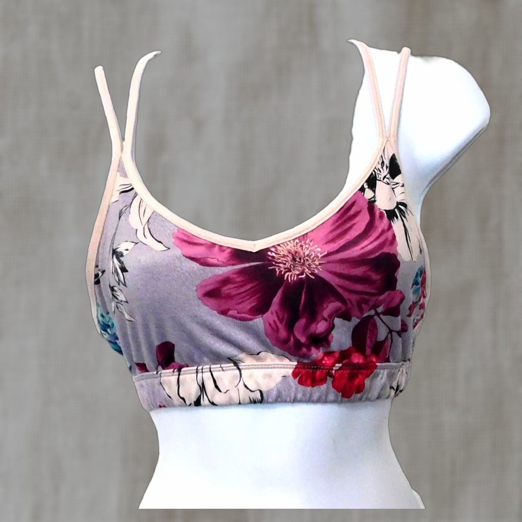 Old Navy Floral Strappy Sports Bra S Multicolor Light Support Wireless Womens