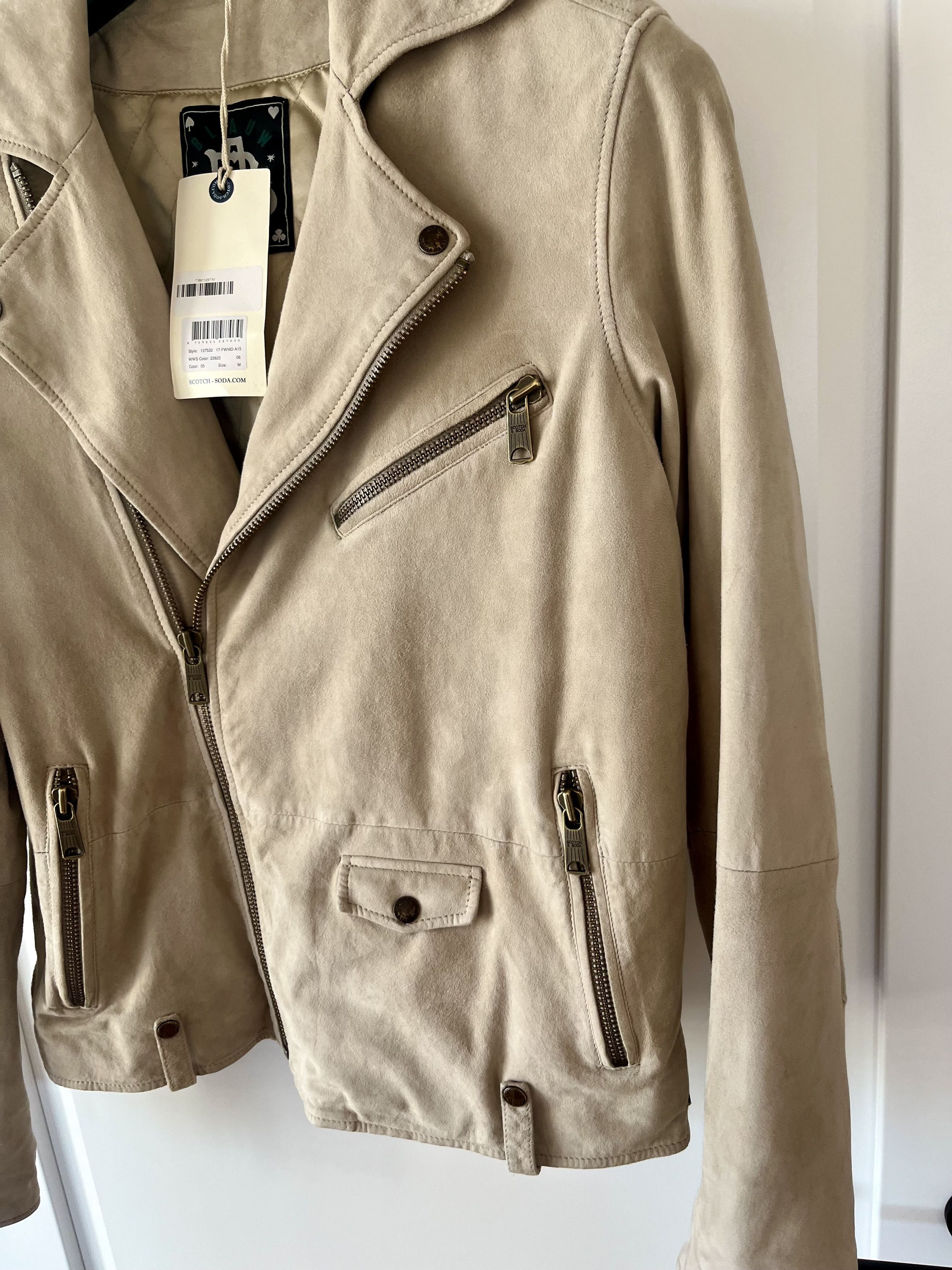 Scotch & Soda Scotch & Soda Amsterdam Blauw Suede Biker Jacket Size M Size US M / EU 48-50 / 2 - 6 Thumbnail