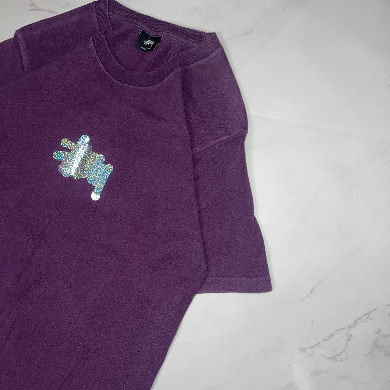 Stussy STUSSY T-Shirt Purple Glitter Logo Tee Size S Size US S / EU 44-46 / 1 - 4 Thumbnail