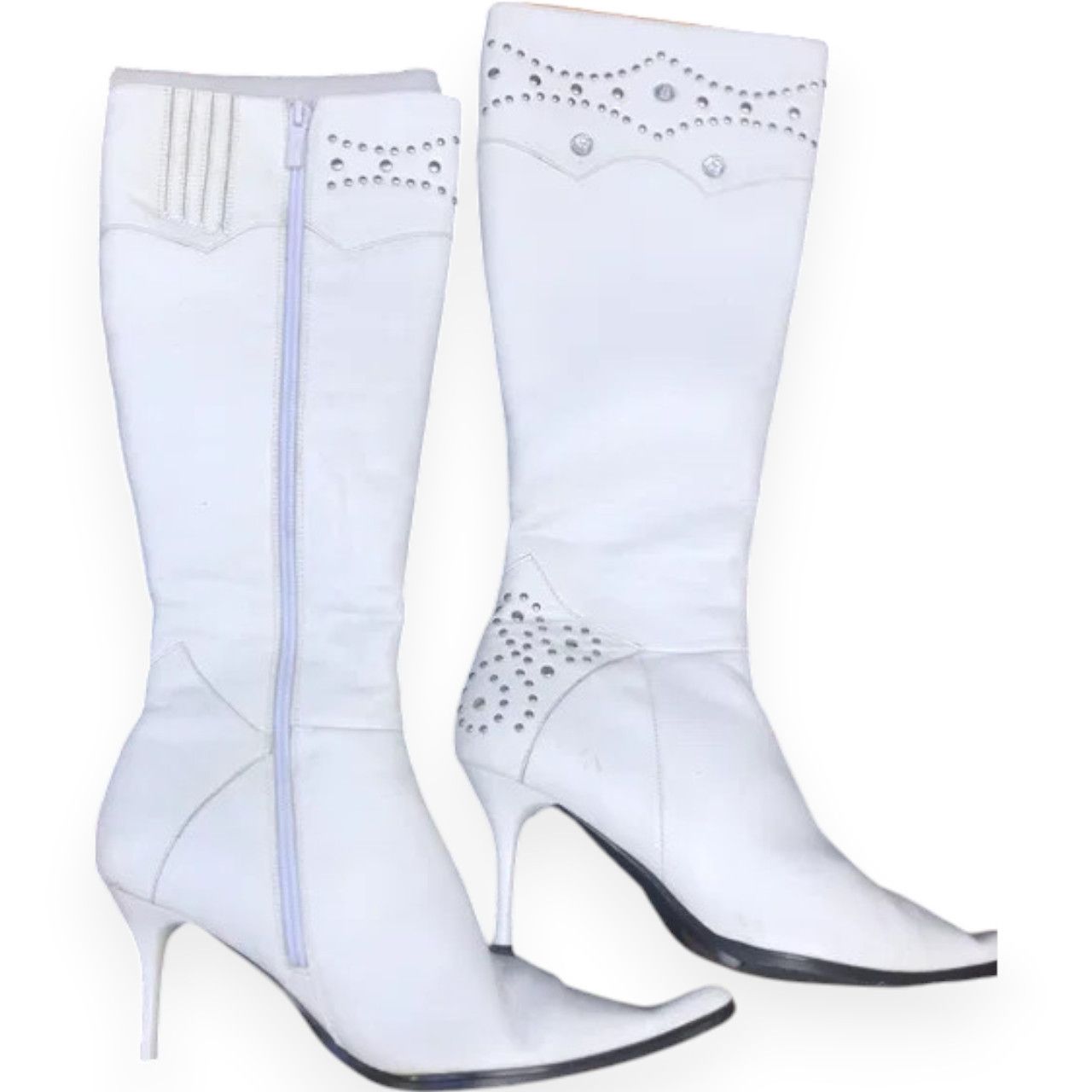 Other White studded boots US sz 8.5 Size US 8.5 / IT 38.5 - 1 Thumbnail