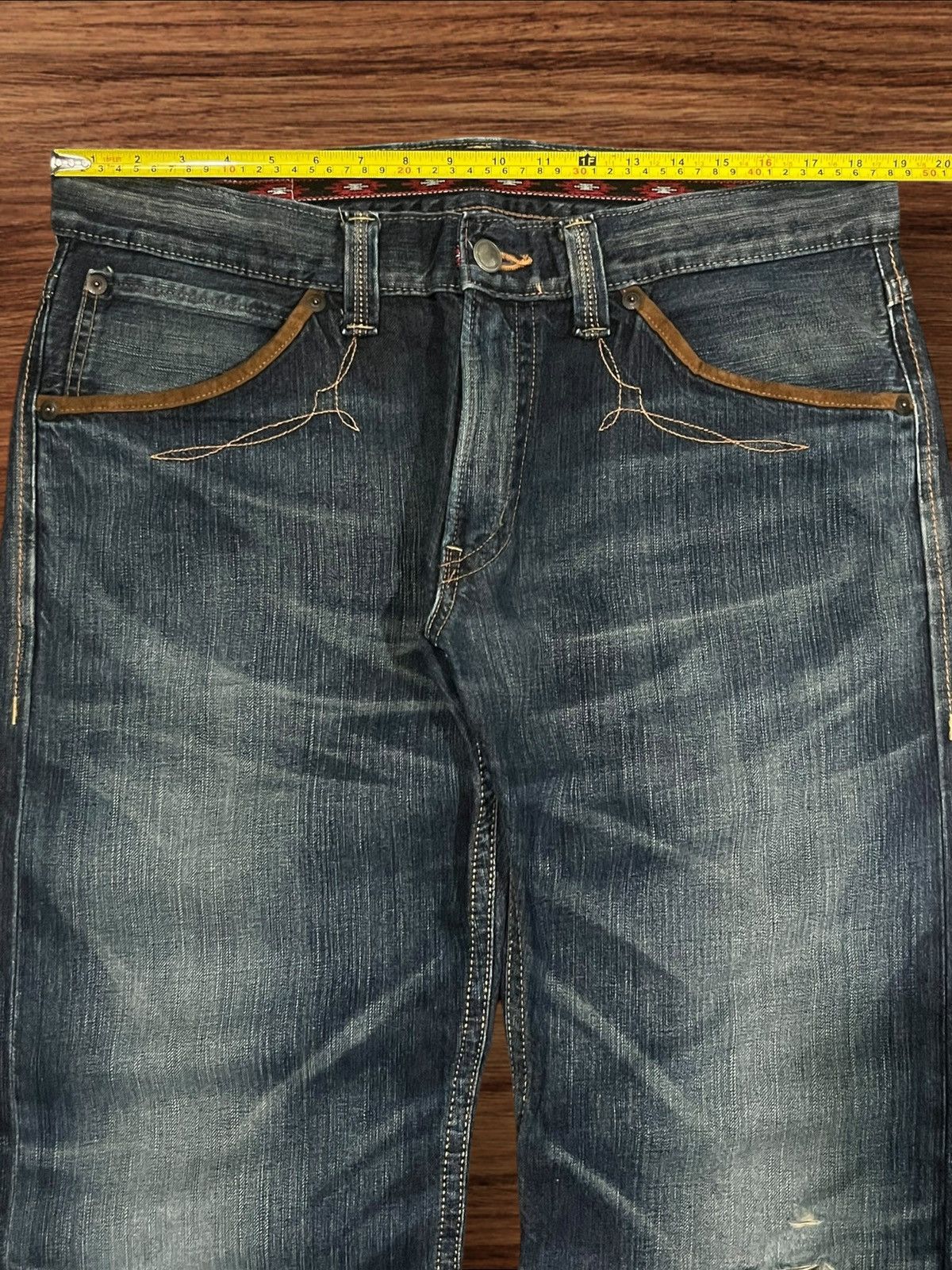 Edwin ⚡️Baggy⚡️Edwin Exclusive Vintage XV Distressed Dark Wash Jeans Size US 36 / EU 52 - 13 Thumbnail