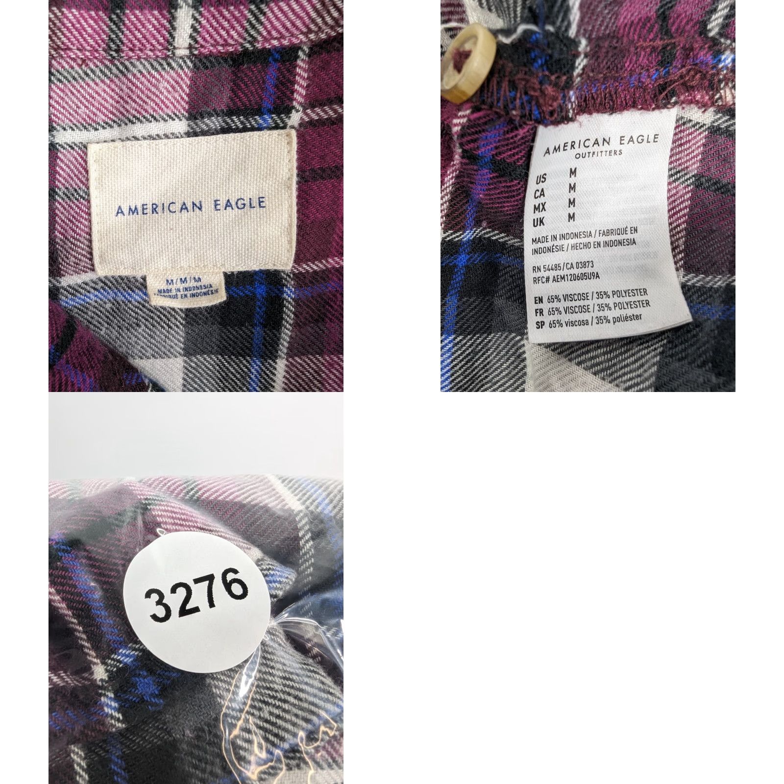 American Eagle Outfitters American Eagle Outfitters Shirt Women's Medium Plum Plaid Flannel Henley Popover Oversized Size M / US 6-8 / IT 42-44 - 8 Thumbnail