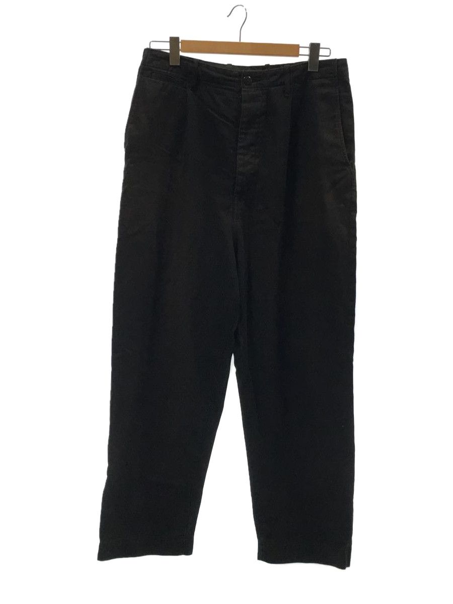 Cropped Pants Cotton Plain Button Ply Cargo pants Black