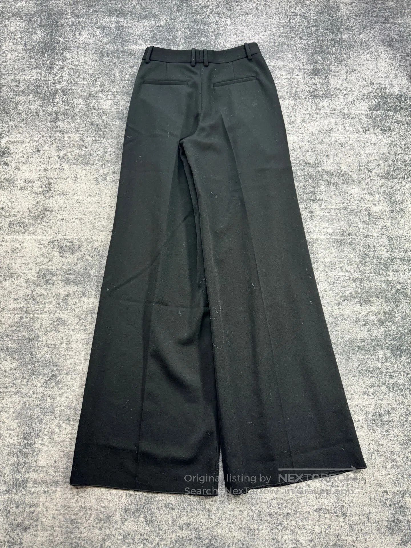 Saint Laurent Paris Saint Laurent Black Wool Wide-Leg Trousers. Size 35" - 2 Thumbnail