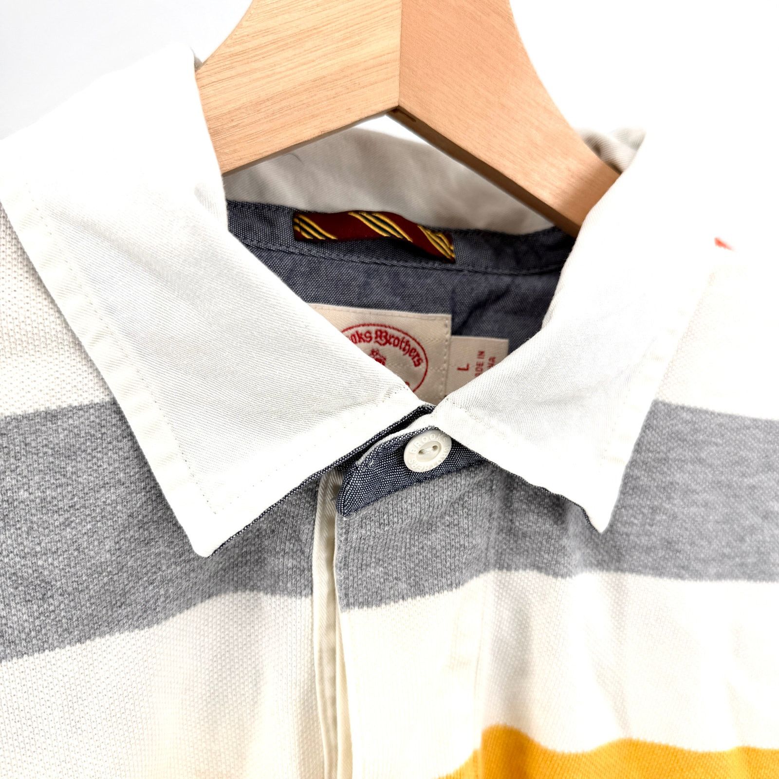 Brooks Brothers White Multicolored Striped 100% Cotton Polo Shirt Size US L / EU 52-54 / 3 - 2 Thumbnail