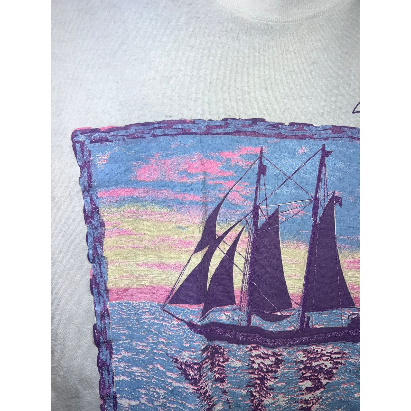 Fruit Of The Loom Vintage Lake Champlain Shirt Sailboat Sunset Tee VA 90s M Size US M / EU 48-50 / 2 - 2 Thumbnail