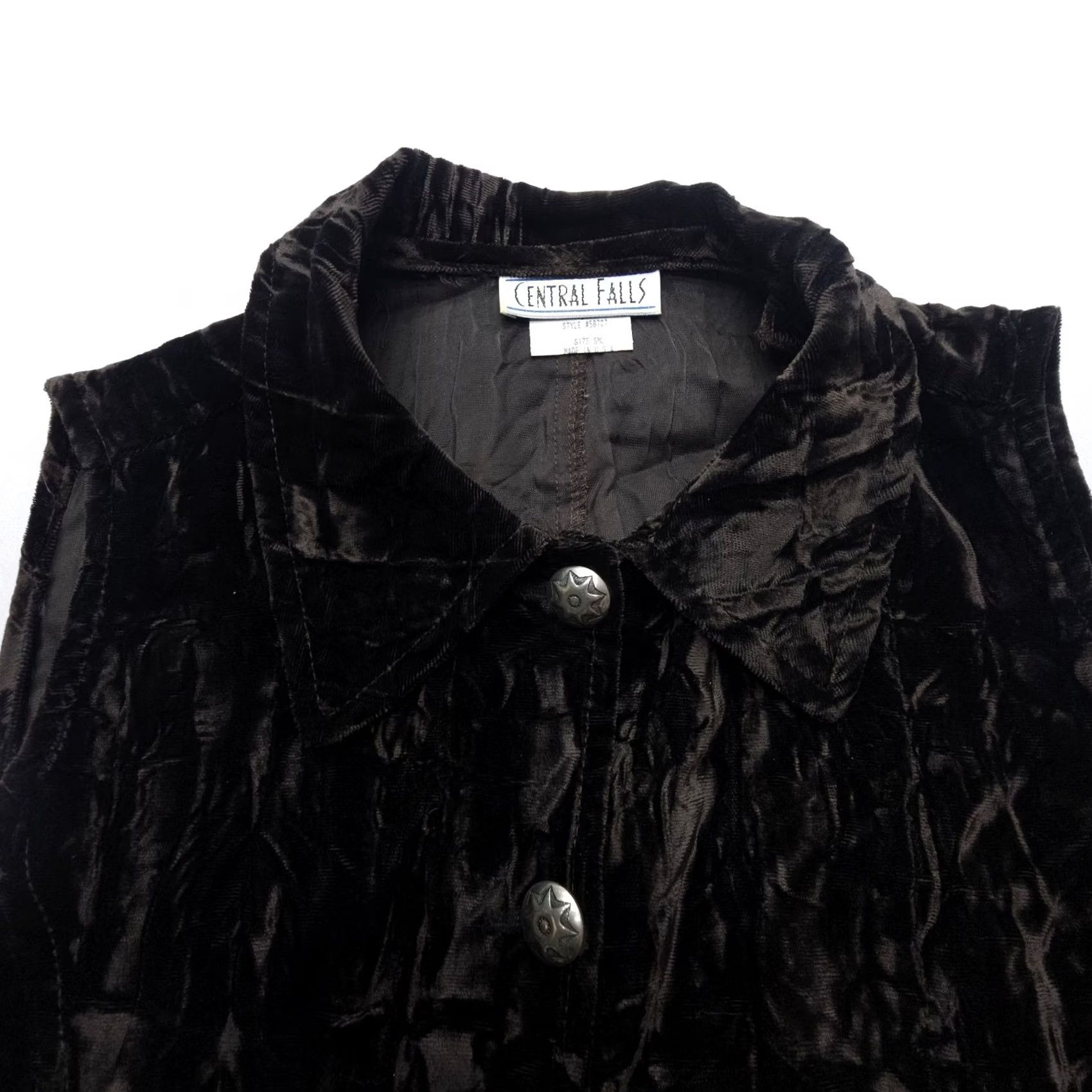 Velvet VTG Central Falls Western Crushed Velvet Vest Womens S Dark Brown USA Rodeo Mens Size S / US 4 / IT 40 - 4 Thumbnail
