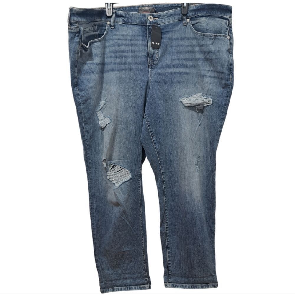 Other Torrid Boyfriend Straight Vintage Stretch Distressed Mid Rise Jean Size 26 Tall Size 24" / US 00 / IT 34 - 2 Thumbnail