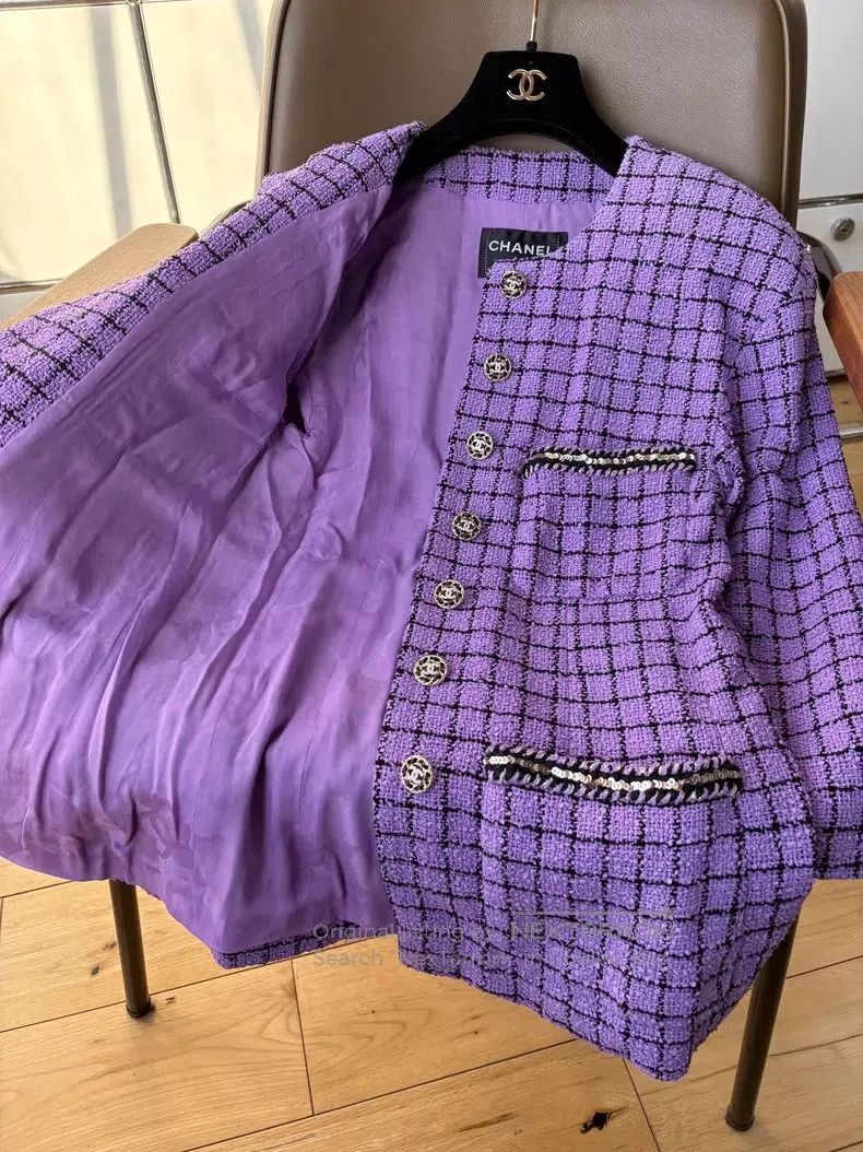 Chanel Chanel Purple plaid double C leather chain diamond buckle Size XS / US 0-2 / IT 36-38 - 4 Thumbnail