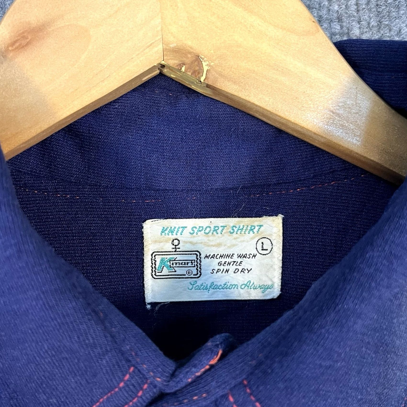 Vintage VINTAGE Kmart Knit Shirt Blue Large Button 70s Disco Size US L / EU 52-54 / 3 - 4 Thumbnail