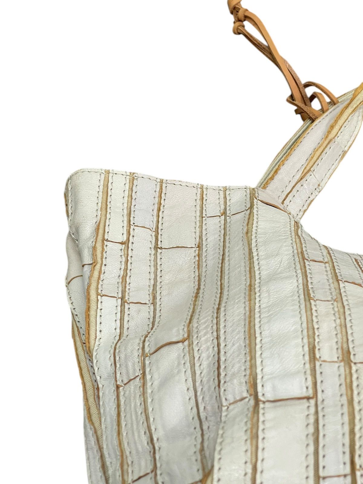 Genuine Leather Leather Patchwork Striped Trideep Tote Shoulder Bag 1🟩5 Size ONE SIZE - 19 Thumbnail