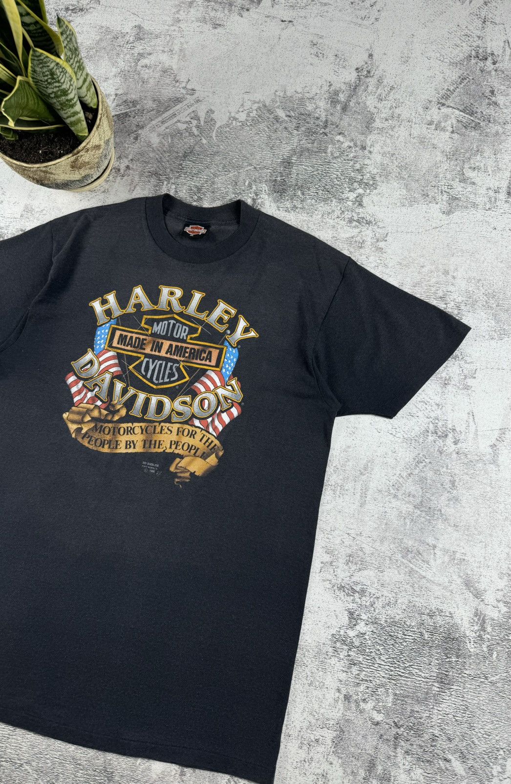 Harley Davidson 90s 1990 Harley Davidson USA Bike Eagle Print T Shirt Tee Size US XL / EU 56 / 4 - 3 Thumbnail
