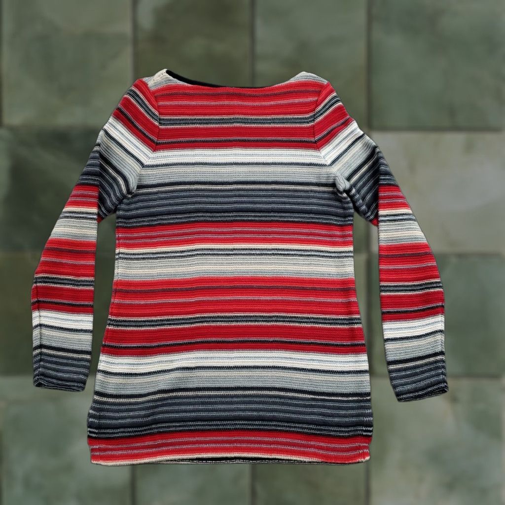 Ralph Lauren Lauren Ralph Lauren Sweater Womens Medium Red Gray Long Open-Knit Boat Neck Size M / US 6-8 / IT 42-44 - 1 Thumbnail