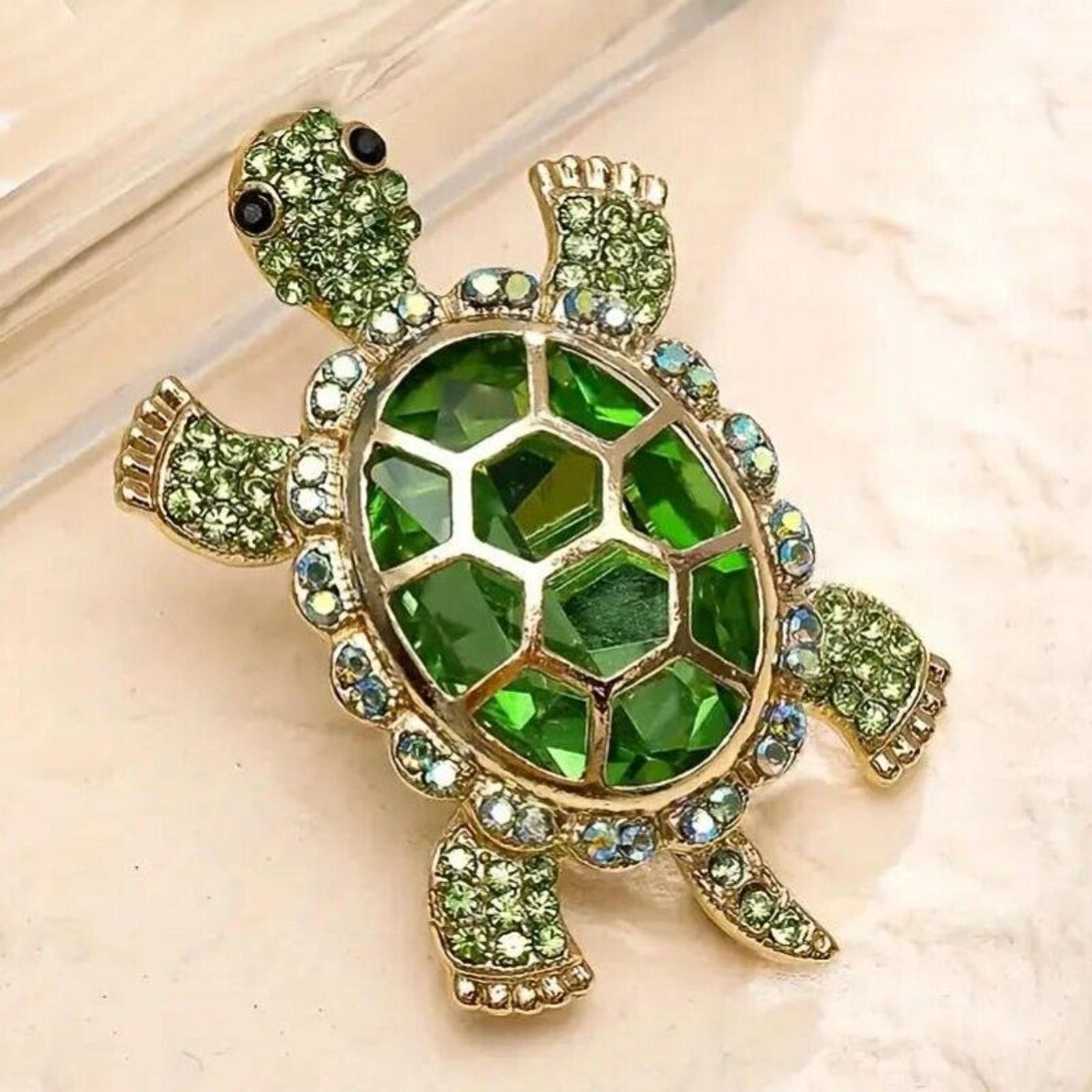 Other Rhinestone Studded Turtle Brooch Pin •Aurora Borealis Size ONE SIZE - 2 Thumbnail