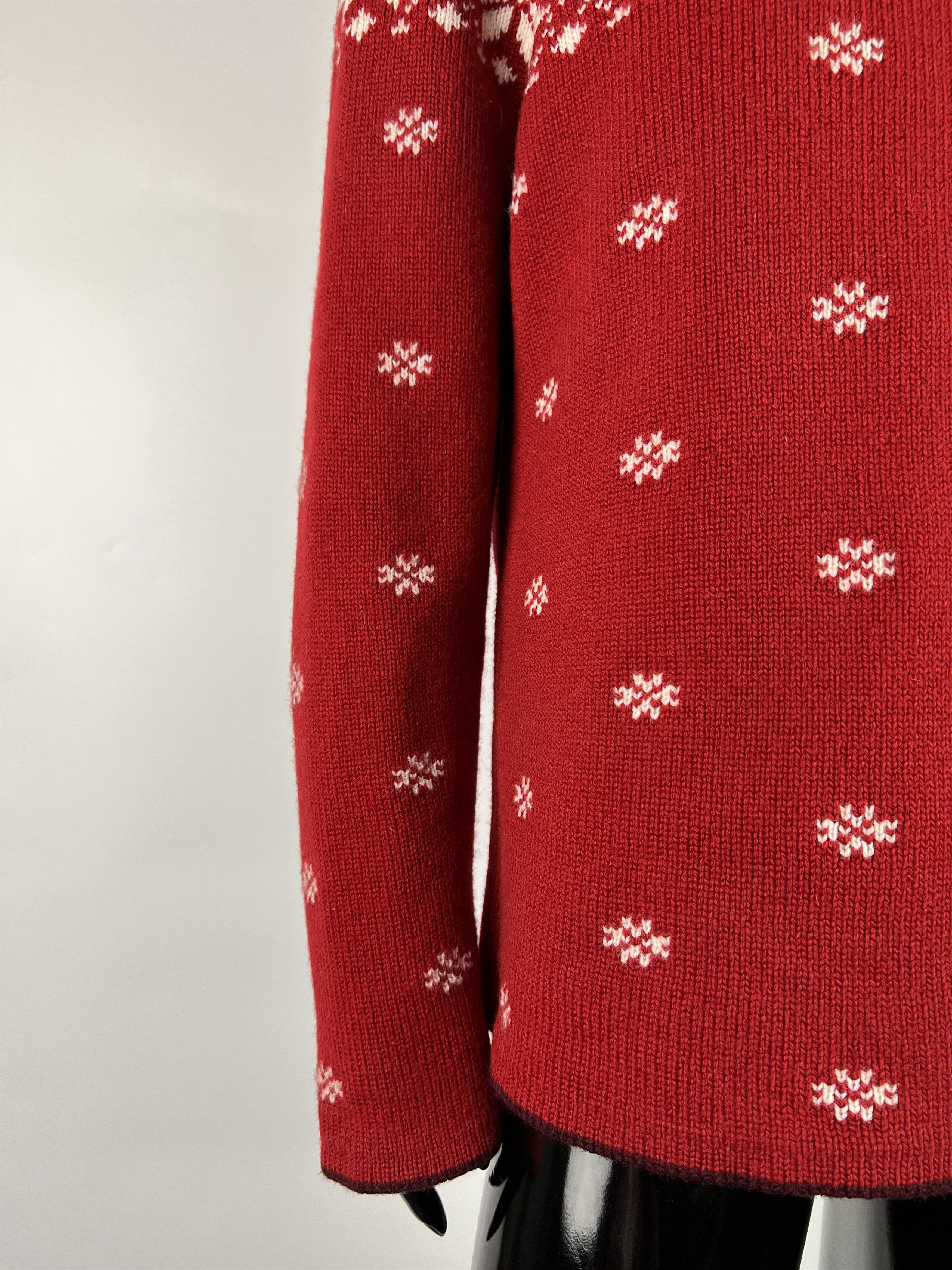Designer Gössl Women's Red White 100% Wool Sweater Size 38 Size M / US 6-8 / IT 42-44 - 6 Thumbnail