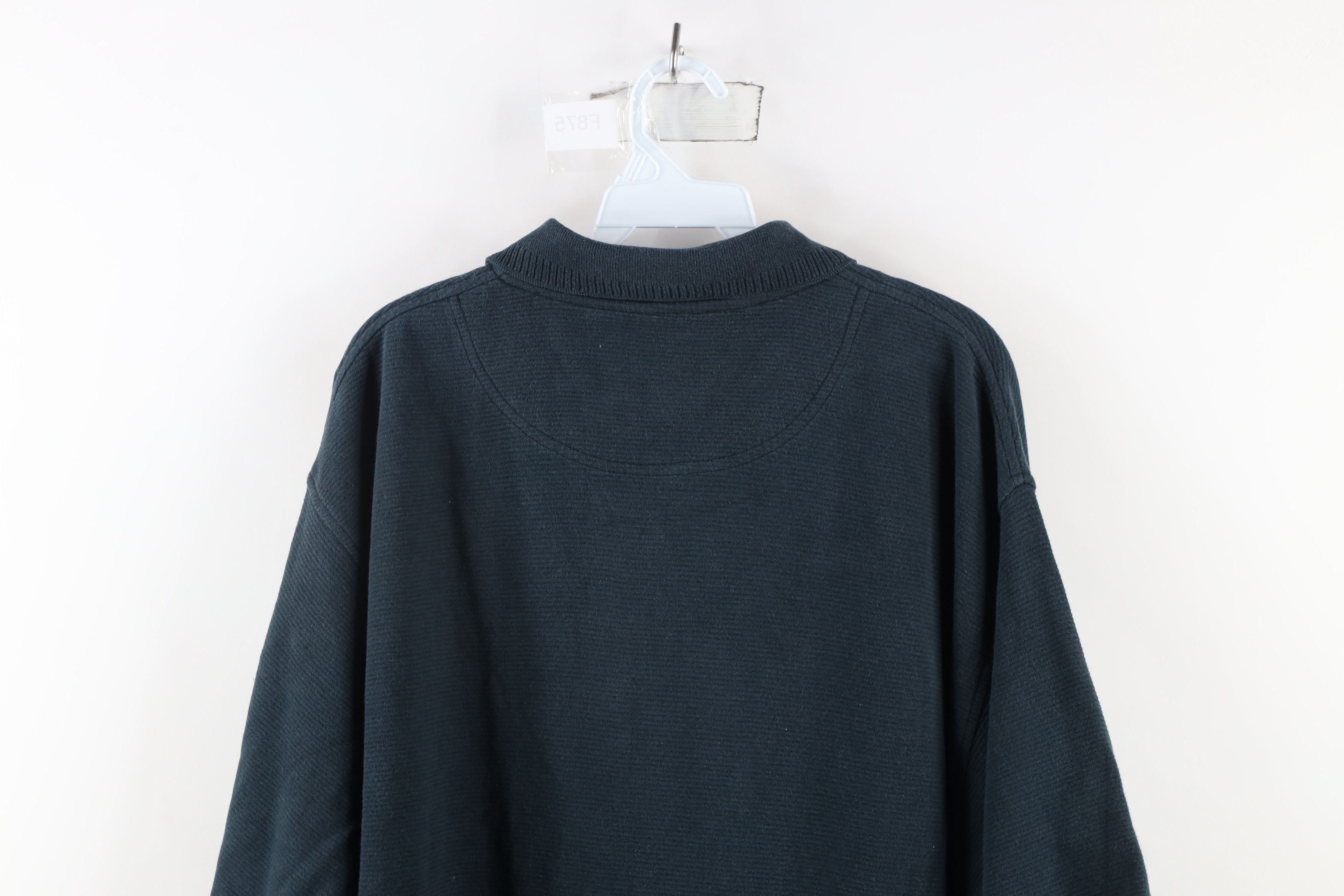 Vintage Vintage 90s Streetwear Baggy Fit Ribbed Knit Polo Black Size US L / EU 52-54 / 3 - 8 Thumbnail