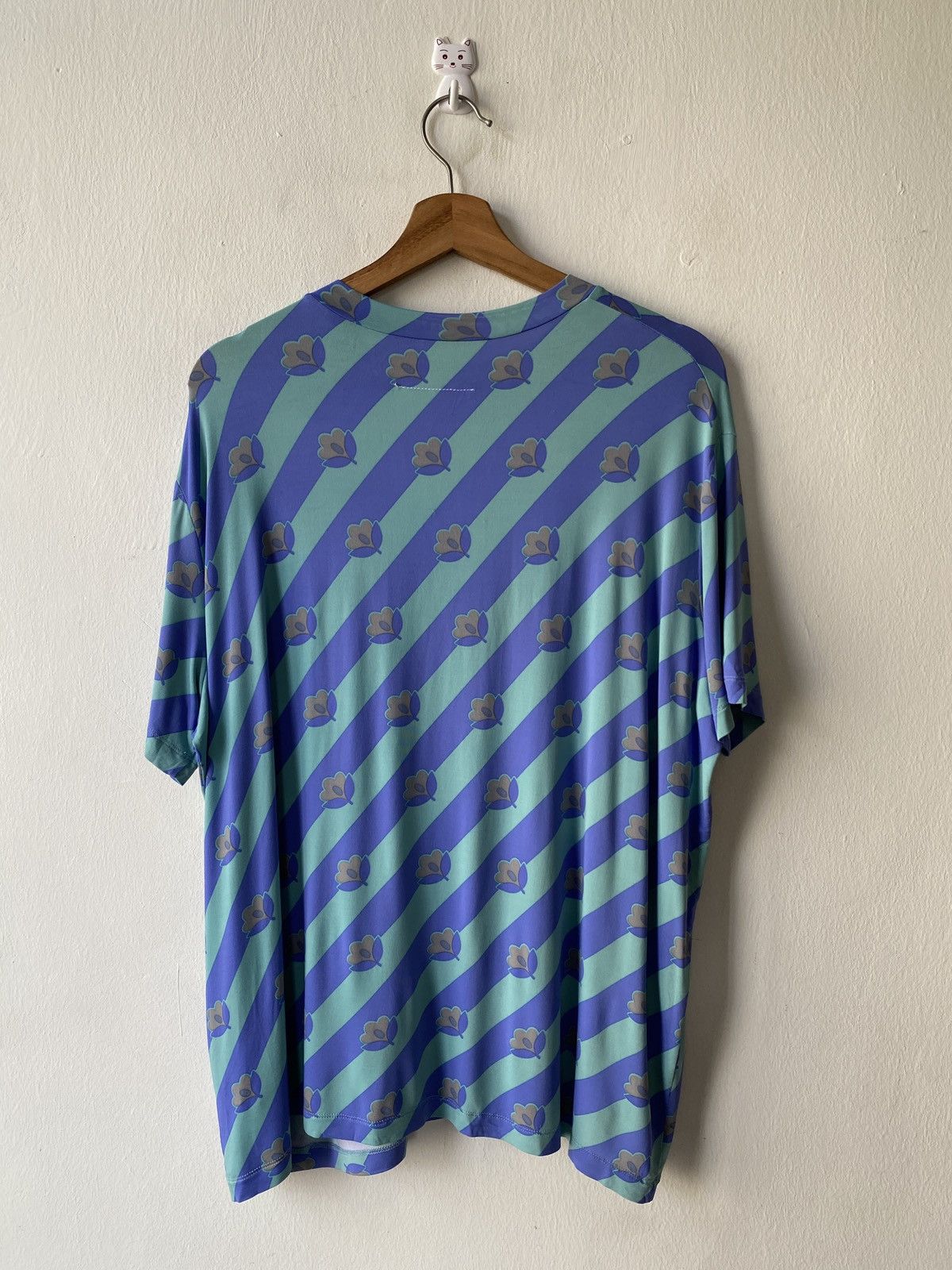 Maison Margiela MM6 Floral Motif Stripe Casual Rayon T Shirt Size M / US 6-8 / IT 42-44 - 5 Thumbnail