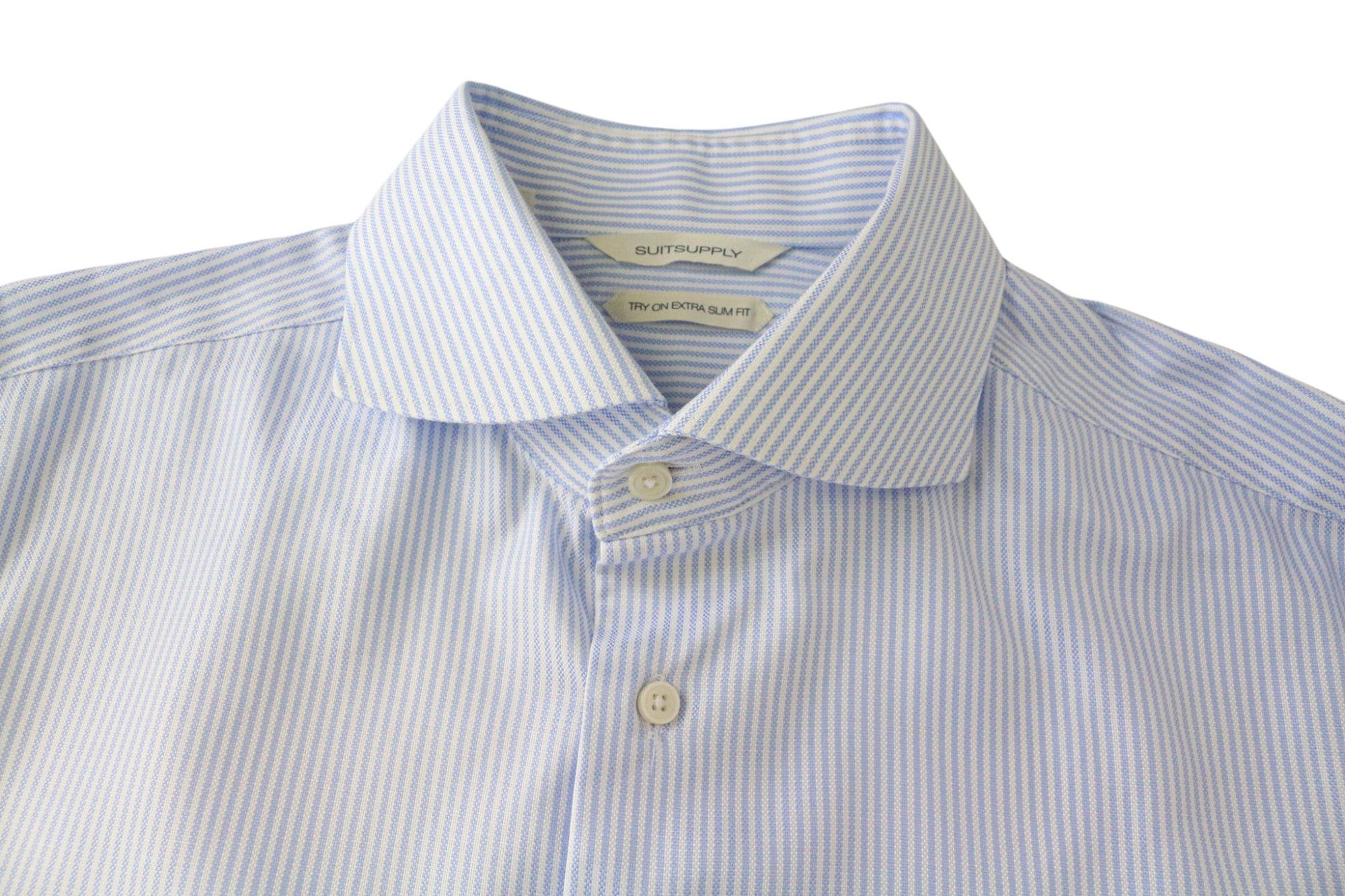 Suitsupply 40L/15 3/4L Extra Slim Blue Cotton Shirt 78579 Size 40L - 3 Thumbnail