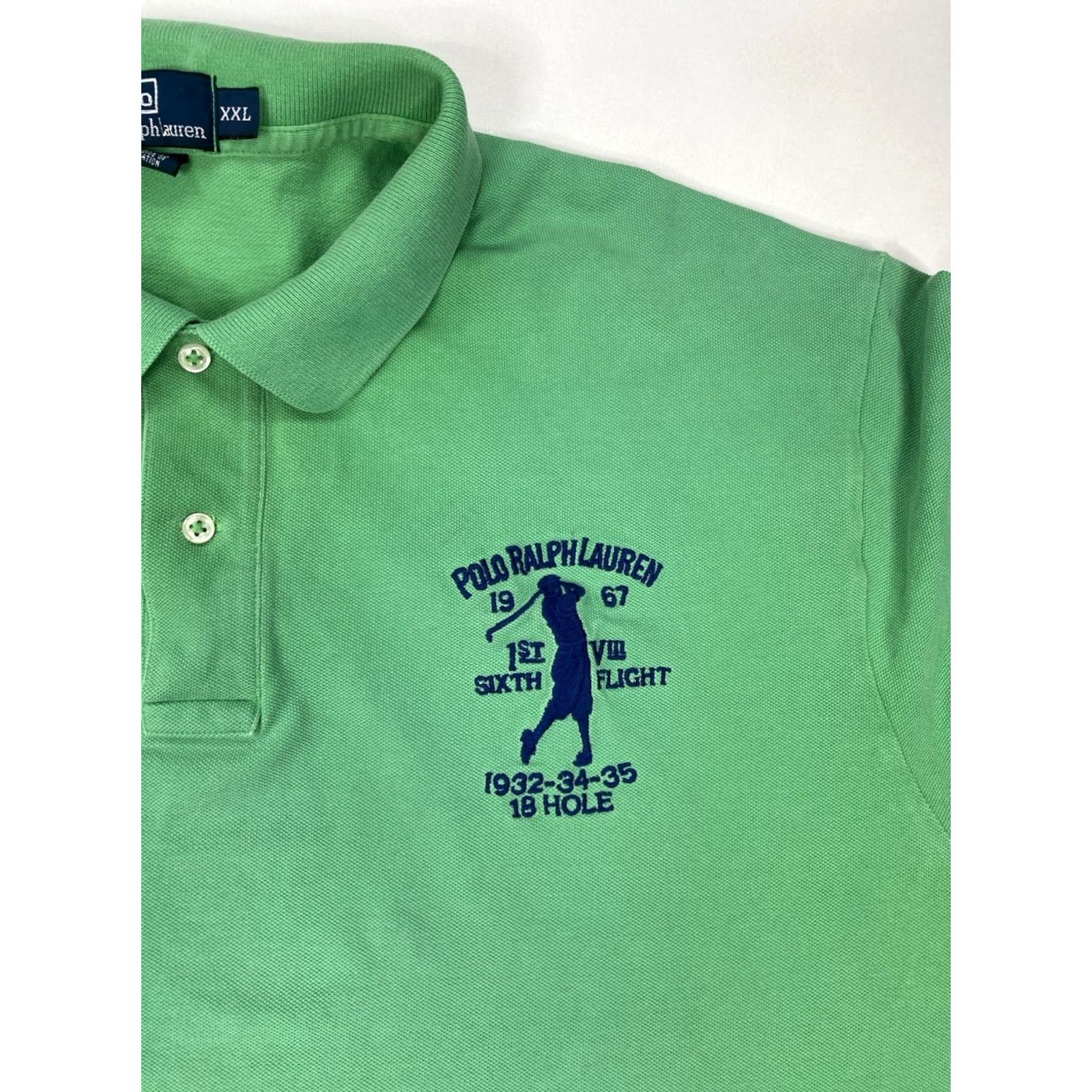 Polo Ralph Lauren VINTAGE Polo Ralph Lauren Polo Shirt Men XXL Green Short Sleeve 18 Hole Rugby Shirt Polo Ralph Lauren Big Pony Logo Embroidered Casual Size US XXL / EU 58 / 5 - 2 Thumbnail