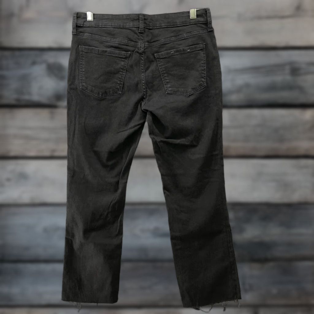 Zara Zara Low Rise Crop Straight Jeans Womens 8 Black Charcoal Wash Raw Hem Frayed Jeans Size 30" / US 8 / IT 44 - 1 Thumbnail