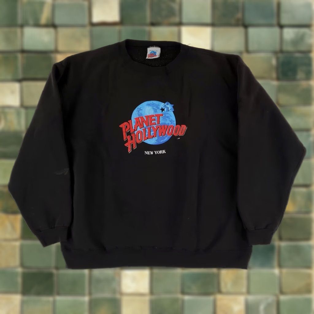 Planet Hollywood VINTAGE Planet Hollywood Crew Neck Sweatshirt Mens XXL Black 90s New York Pullover Made USA Size US XXL / EU 58 / 5 - 1 Thumbnail